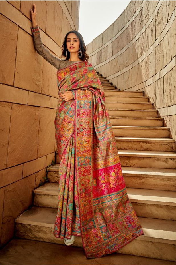 Kashmiri Modal Handloom Weaving Saree for Women | Premium Ethnic Party Wear Saree