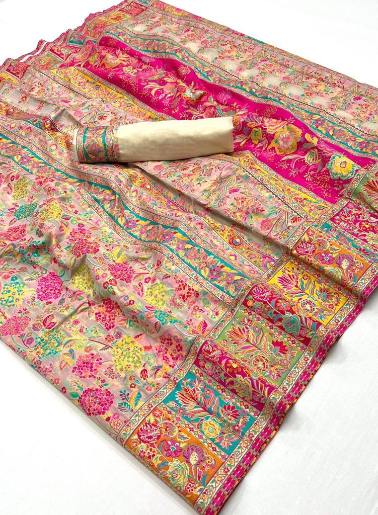 Kashmiri Modal Handloom Weaving Saree for Women | Premium Ethnic Party Wear Saree Rajtex 1506