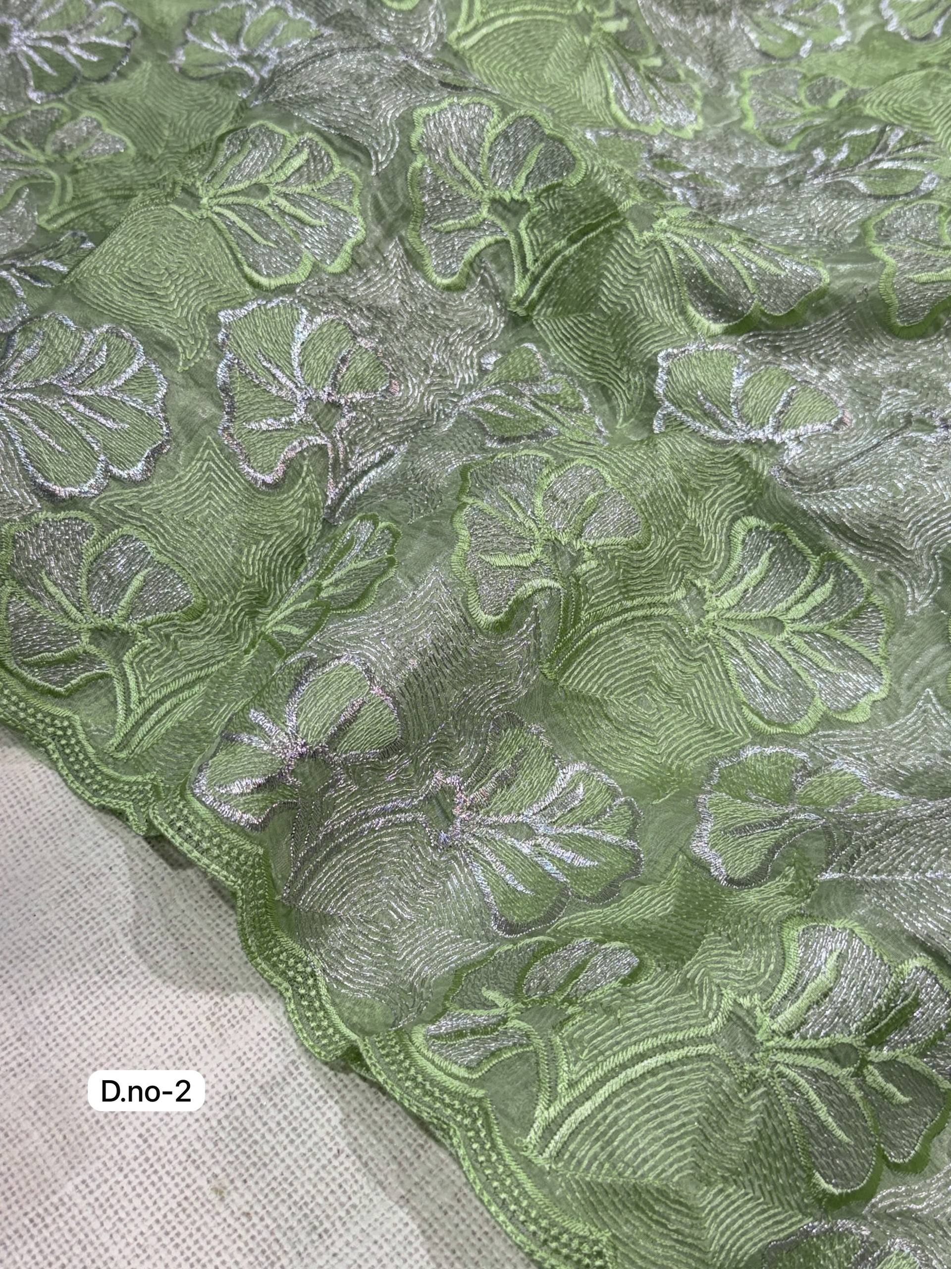 Sage Green Chanda Silk Turkish Embroidery Sequins Saree with Blouse