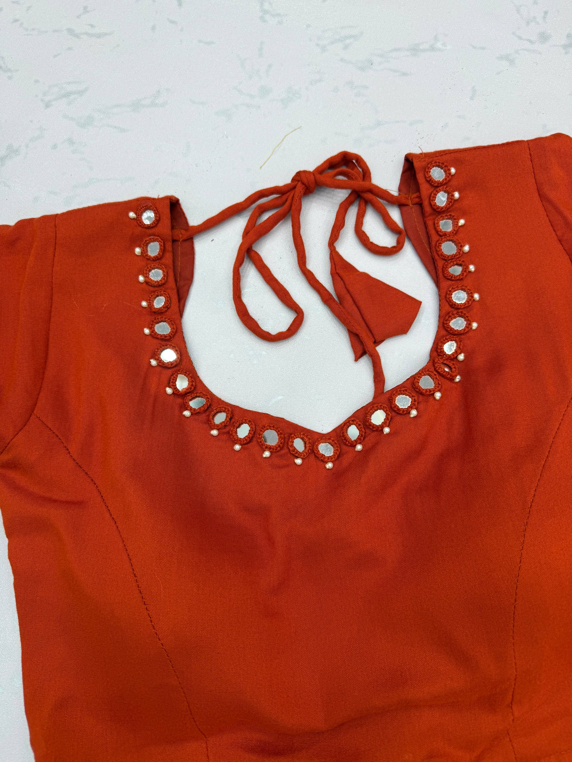 Rust Orange 9+ Meter Flair Lehenga Choli with Mirror Work Dupatta