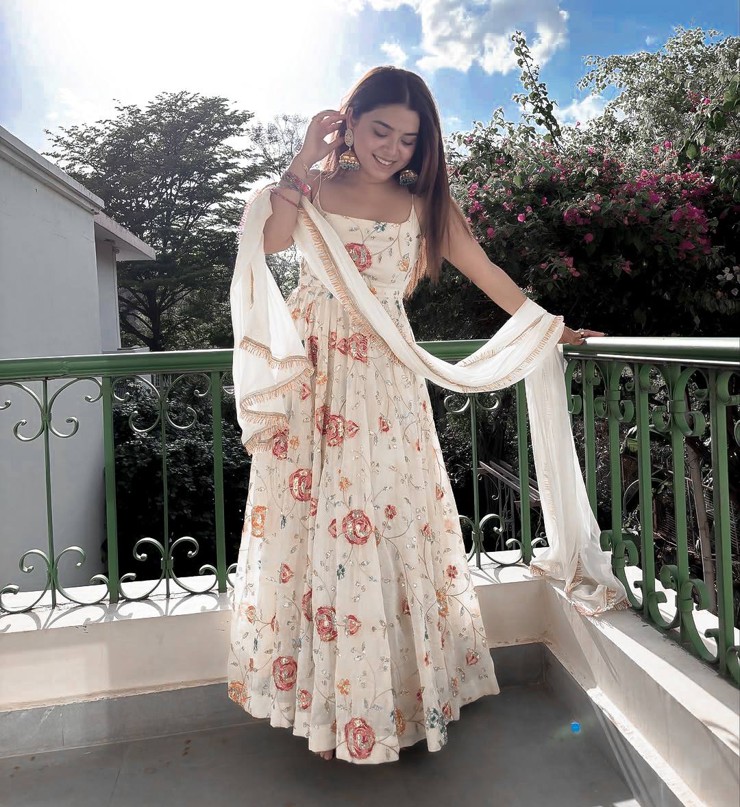 Shop Luxury Embroidered Gown Set Online | Ready to Wear Indian Outfit