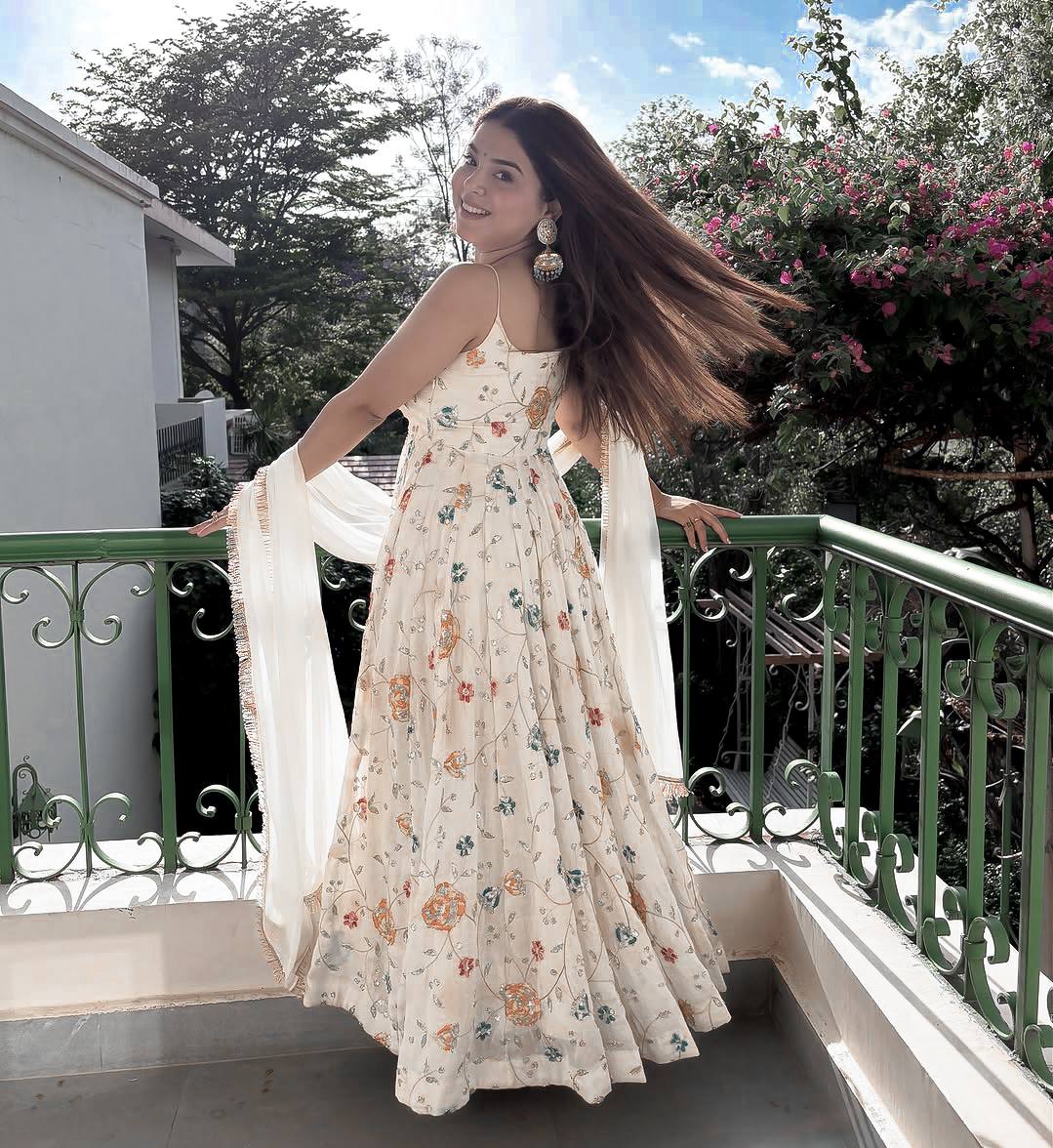 Shop Luxury Embroidered Gown Set Online | Ready to Wear Indian Outfit