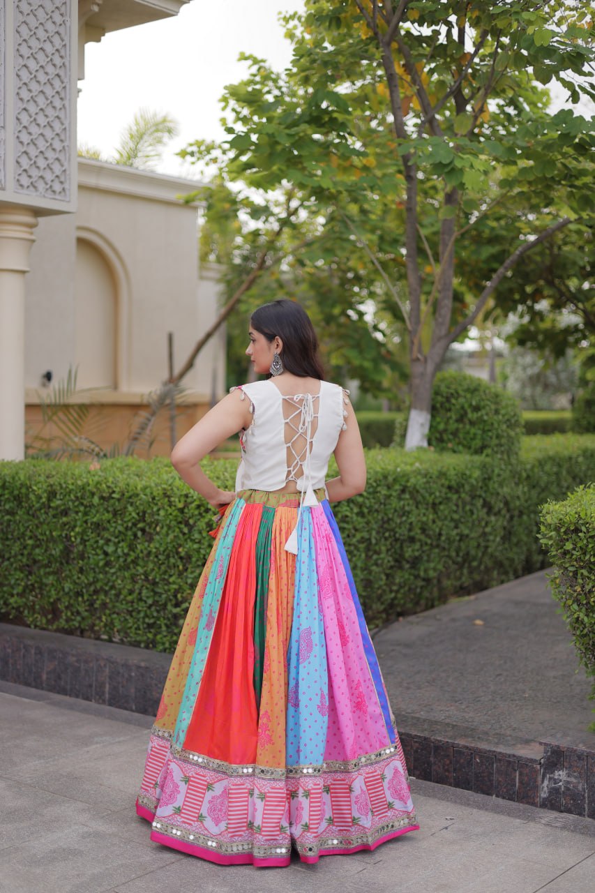 Multicolor Cotton Printed Lehenga with Kutchi Gamthi Blouse