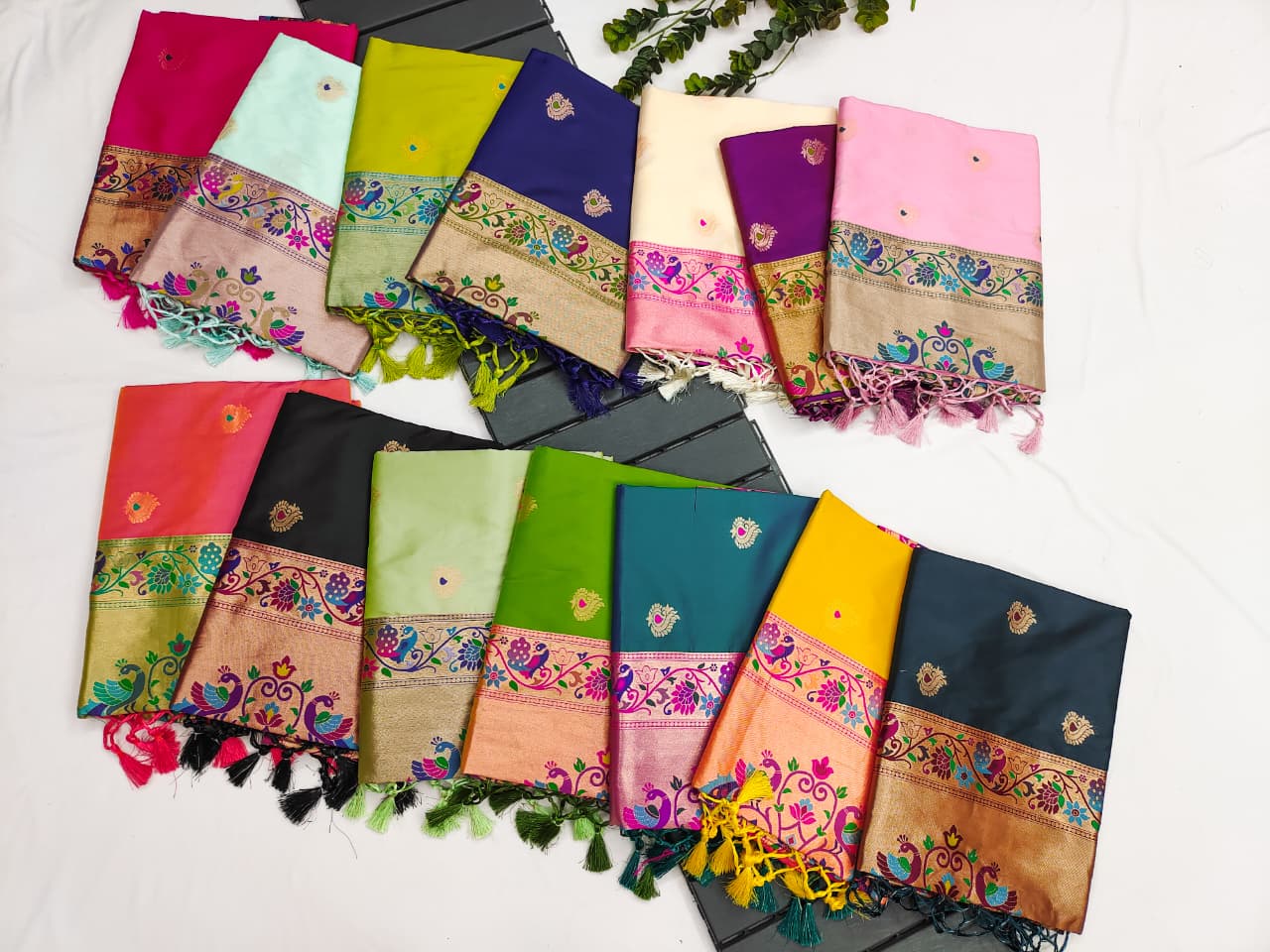 Banarasi Paithani Silk Saree with Zari Pallu | Soft Silk Saree – Nardev Fashion 14 color