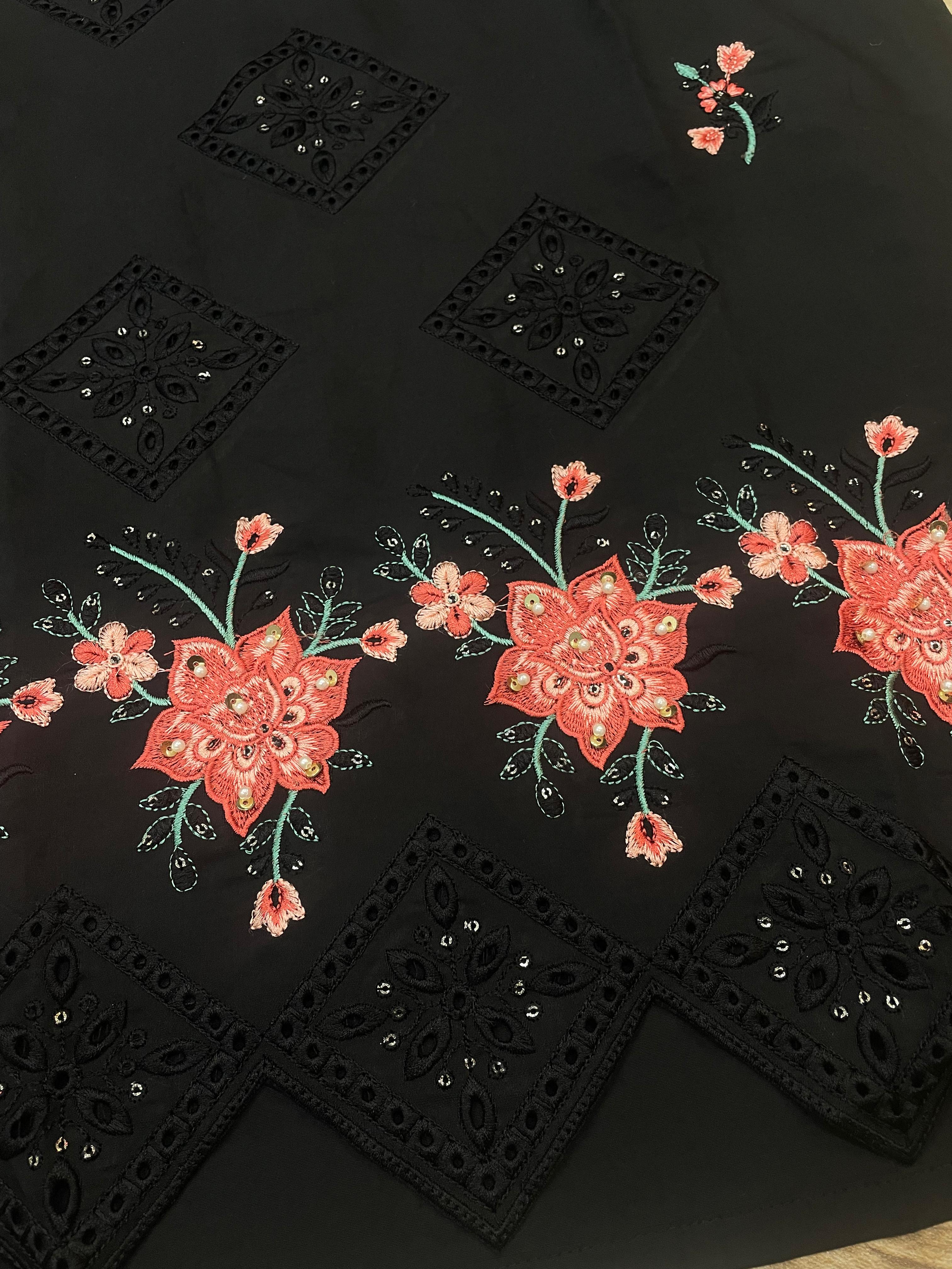 Ananya Black Roman Kurti Set | Nardev Fashion