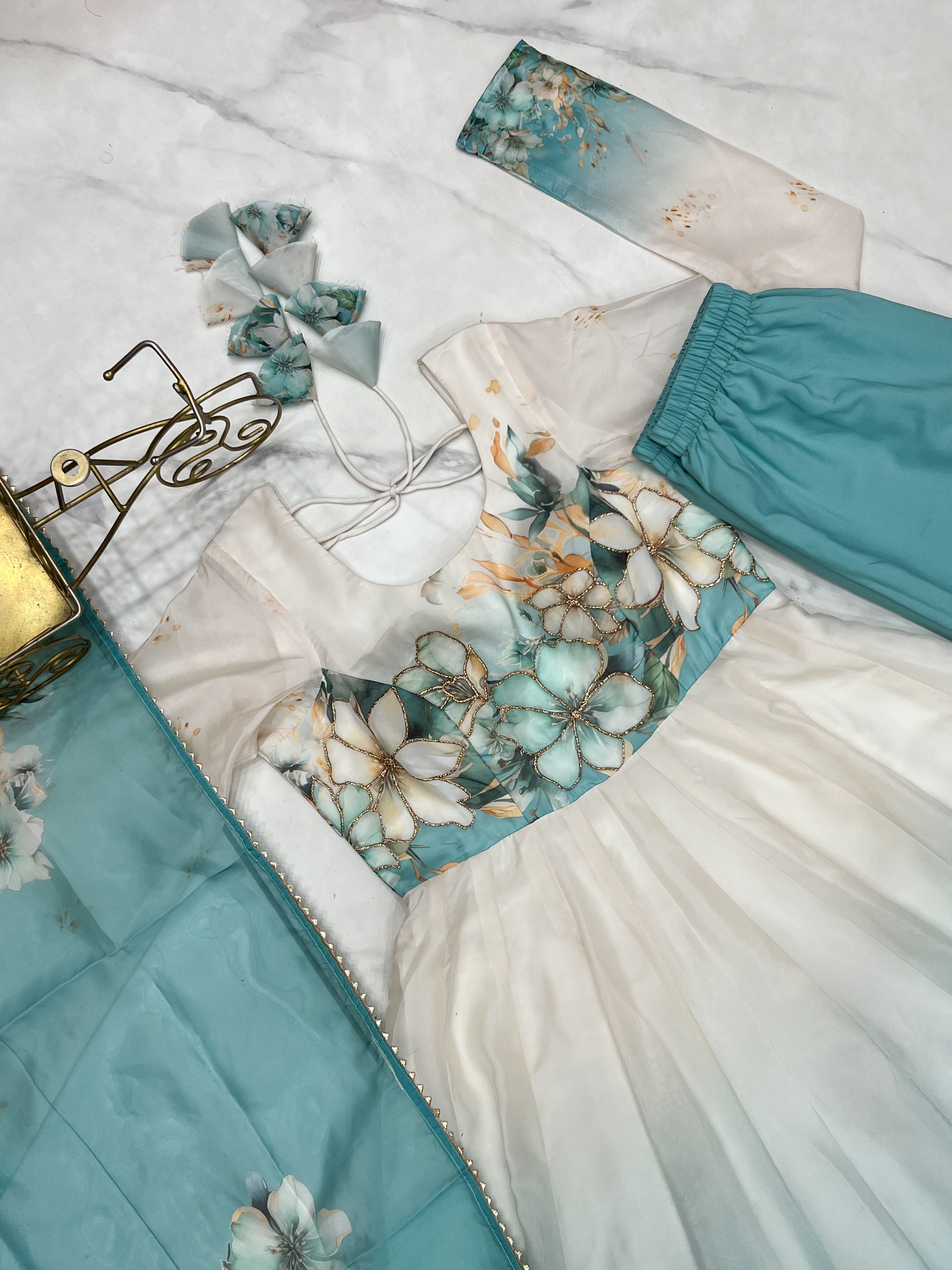 Aquablue Color Festival Floral Anarkali Set - Aarti Chauhan