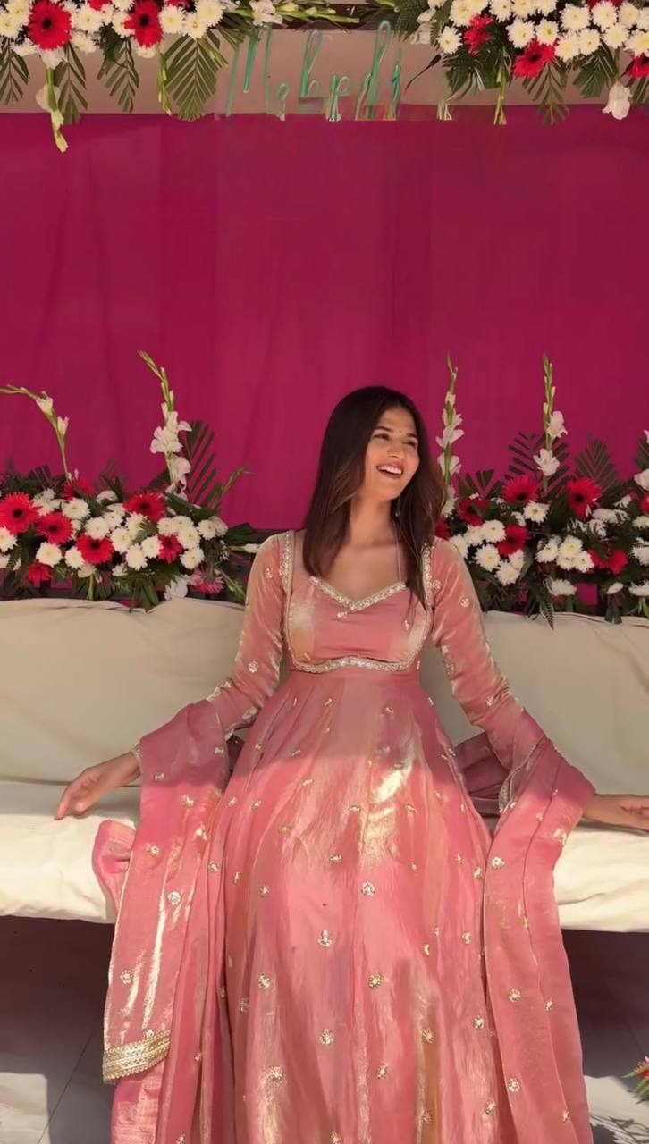 BabyPink Color Fendy Silk Anarkali Suit | Nardev Fashion