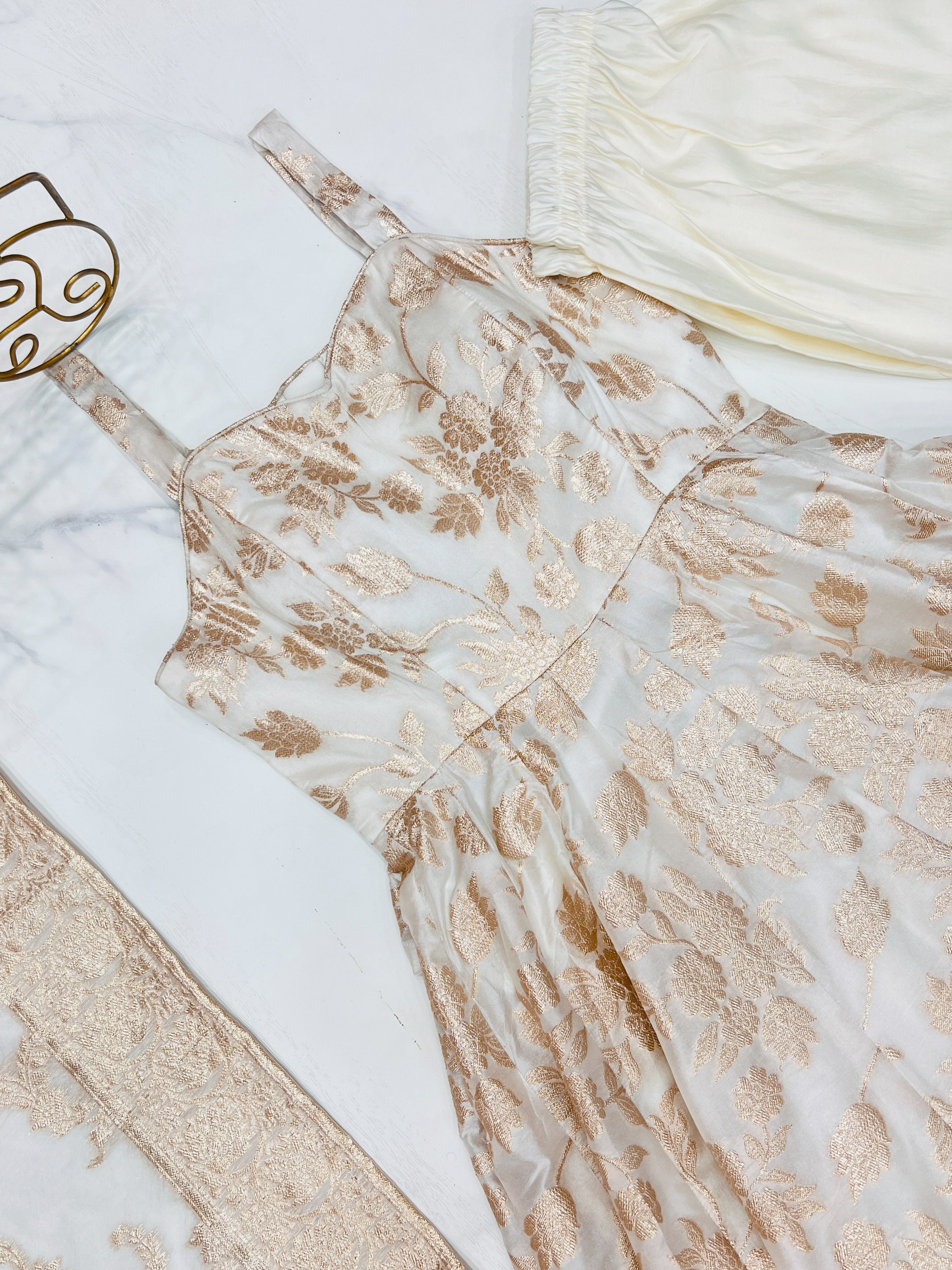 Banarasi Jacquard Dola Silk Anarkali Suit Set | Festive Wear