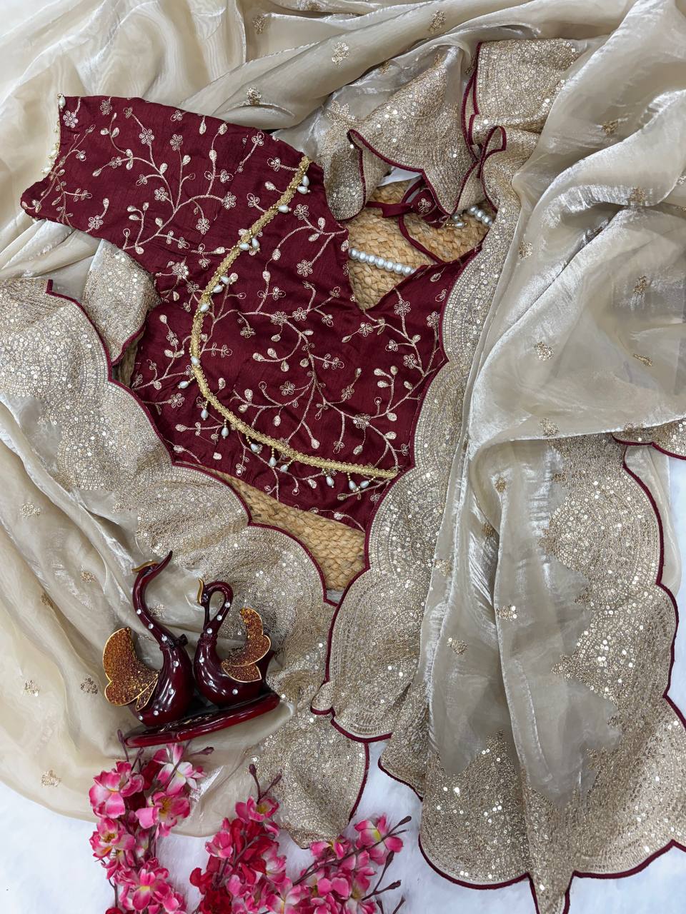 Beige Color Marriage Party Wear Designer Saree | Nardev Fashion