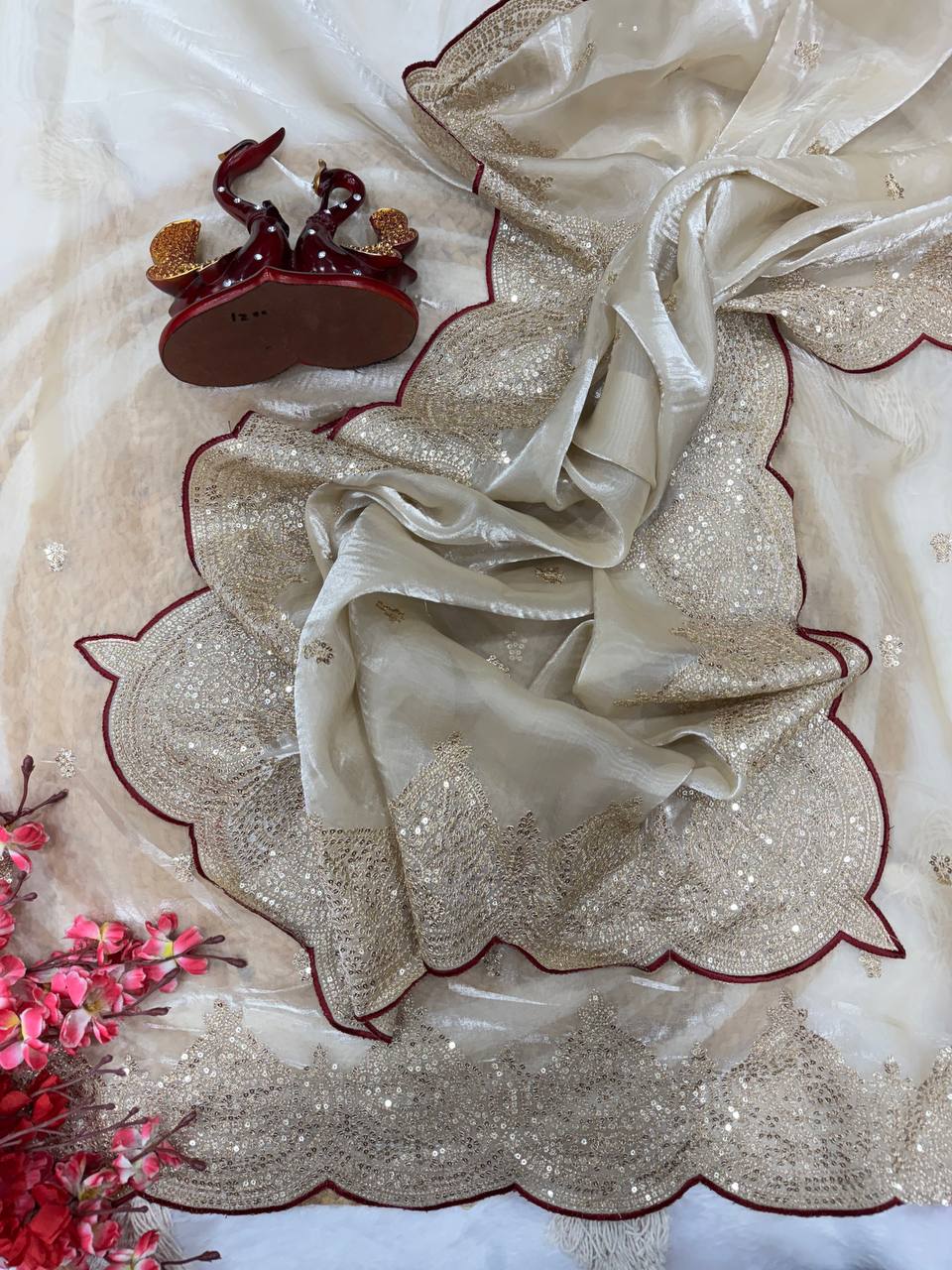 Beige Color Marriage Party Wear Designer Saree | Nardev Fashion