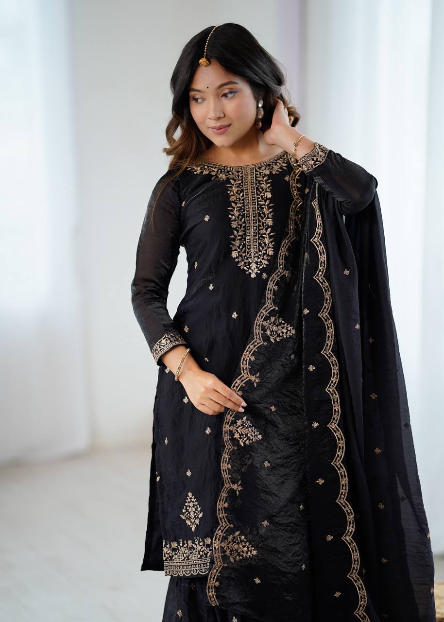 Black Color Festival Kurta & Sharara Set - Aarti Chauhan