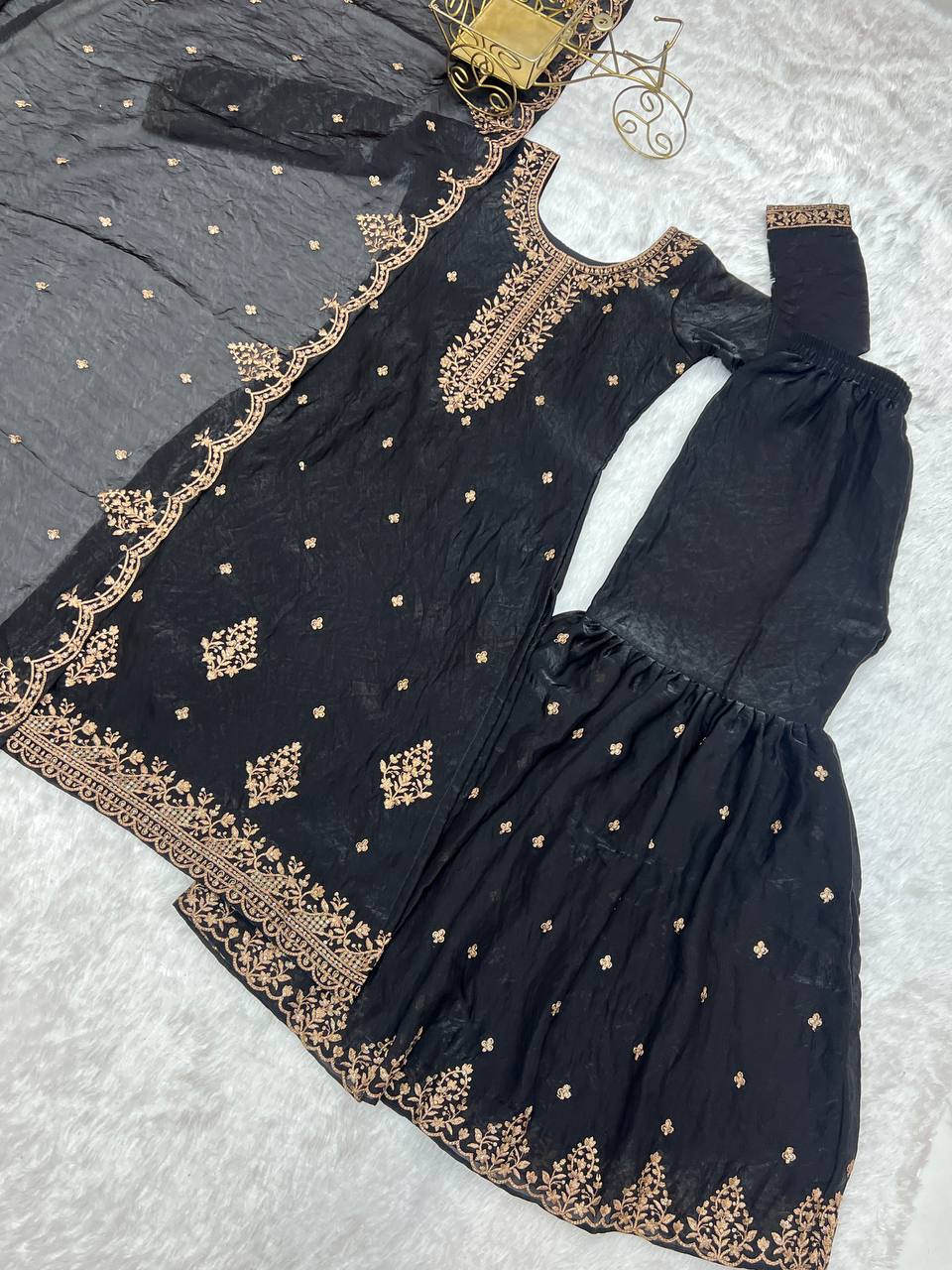 Black Color Festival Kurta & Sharara Set - Aarti Chauhan