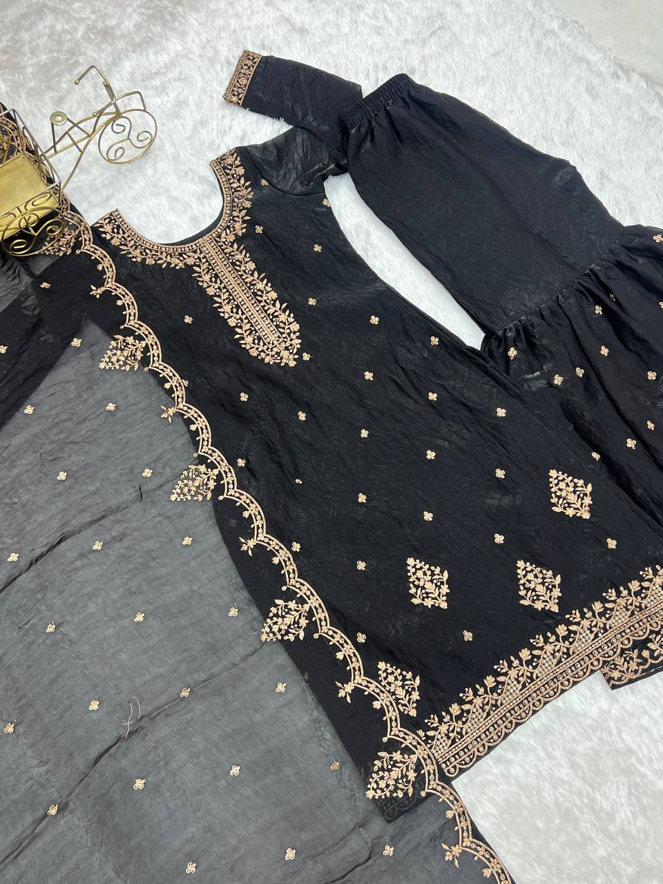 Black Color Festival Kurta & Sharara Set - Aarti Chauhan