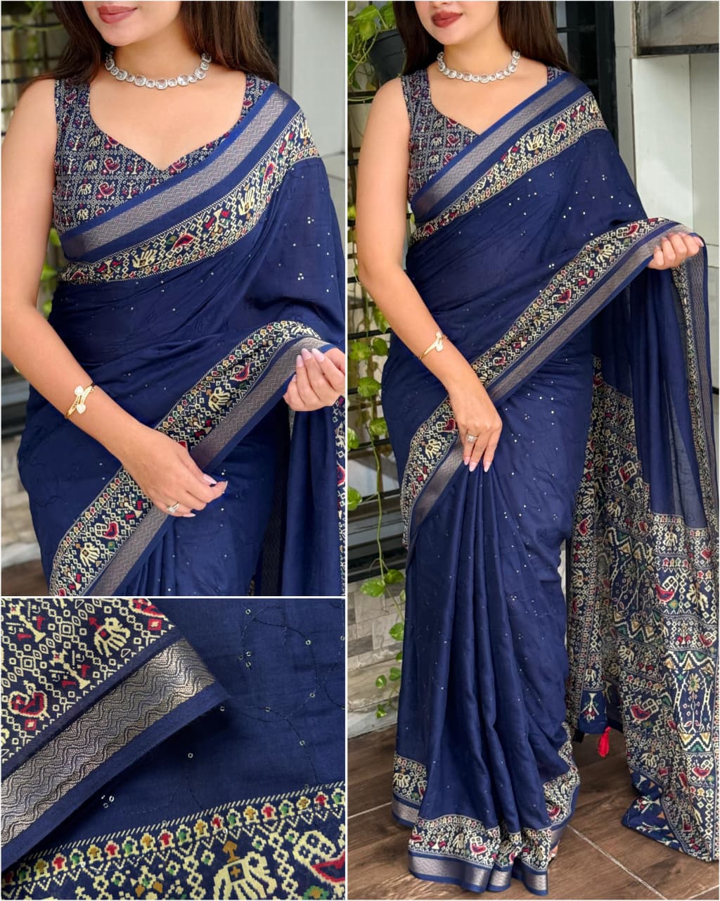 Blue Color Ajrakh Printed Pure Mul Cotton Saree | Nardev Fashion