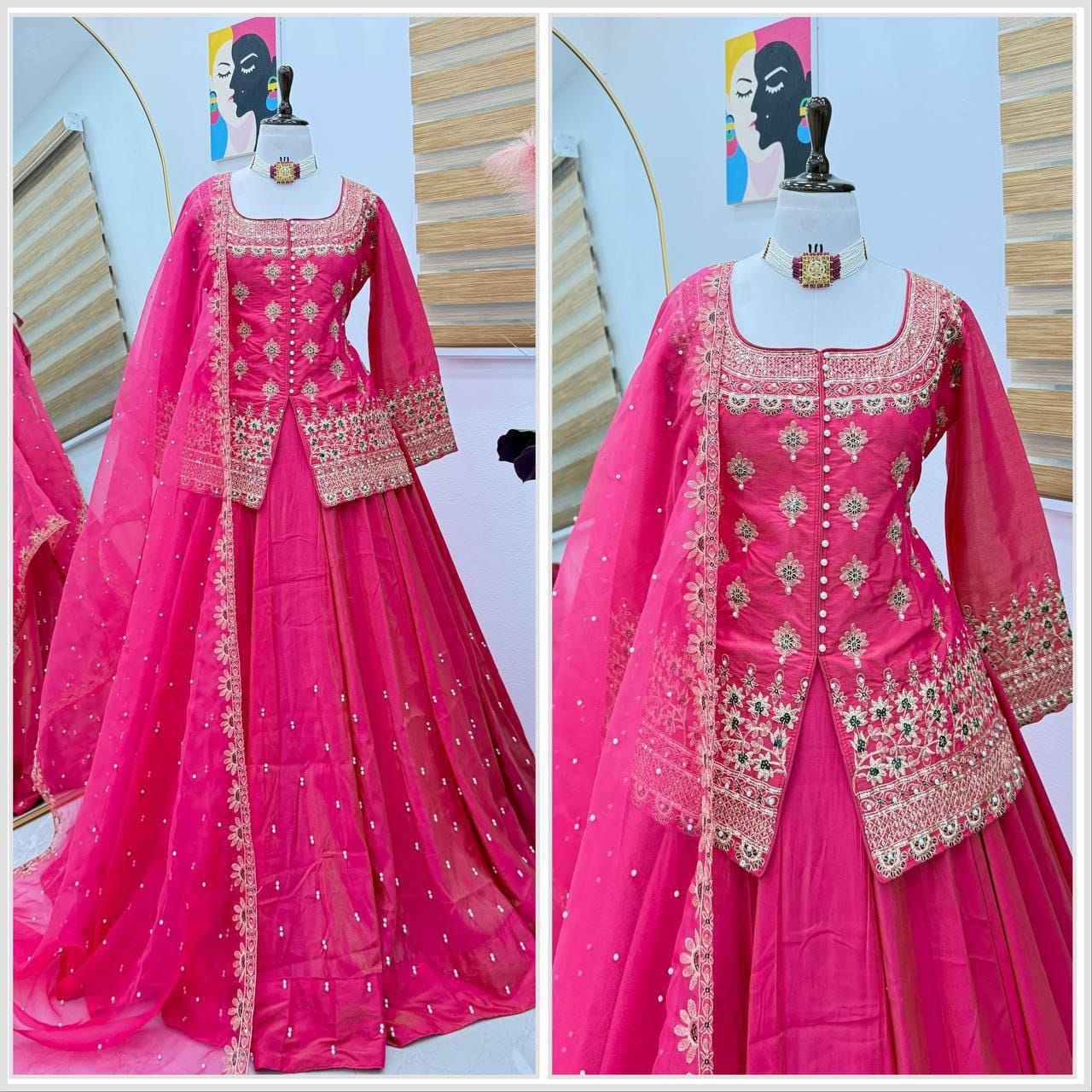 Designer Shimmer Silk Top Lehenga Dupatta Set -Wedding & Festive Wear | Nardev Fashion