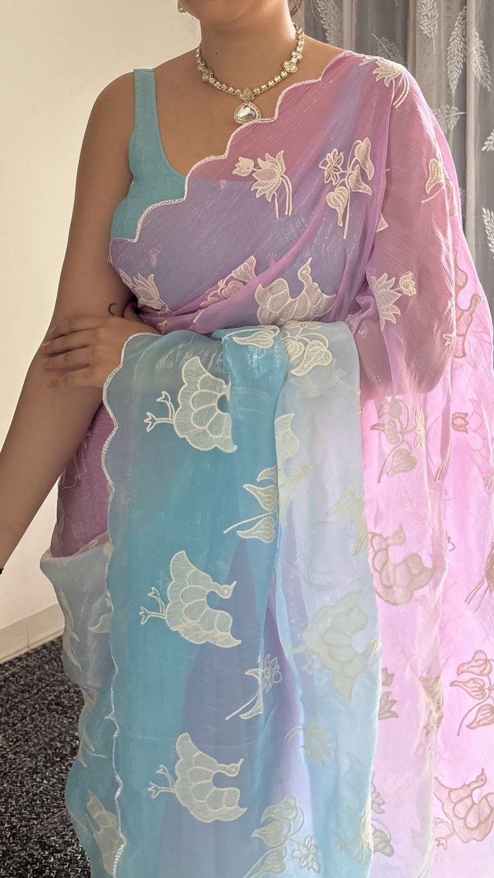 Dual Shade Crunchy Silk Bollywood Saree | Nardev Fashion