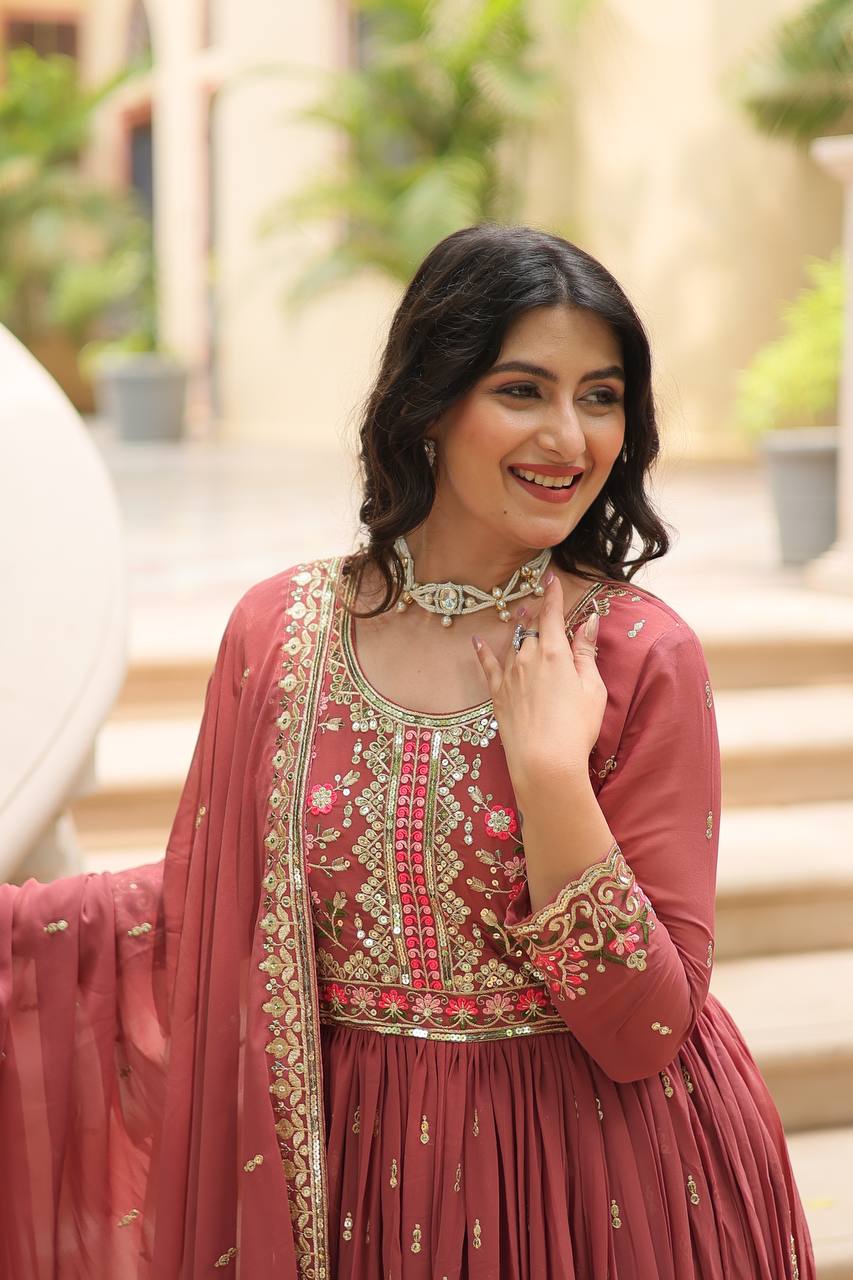 Faux Georgette Readymade Top-Sharara With Dupatta Set