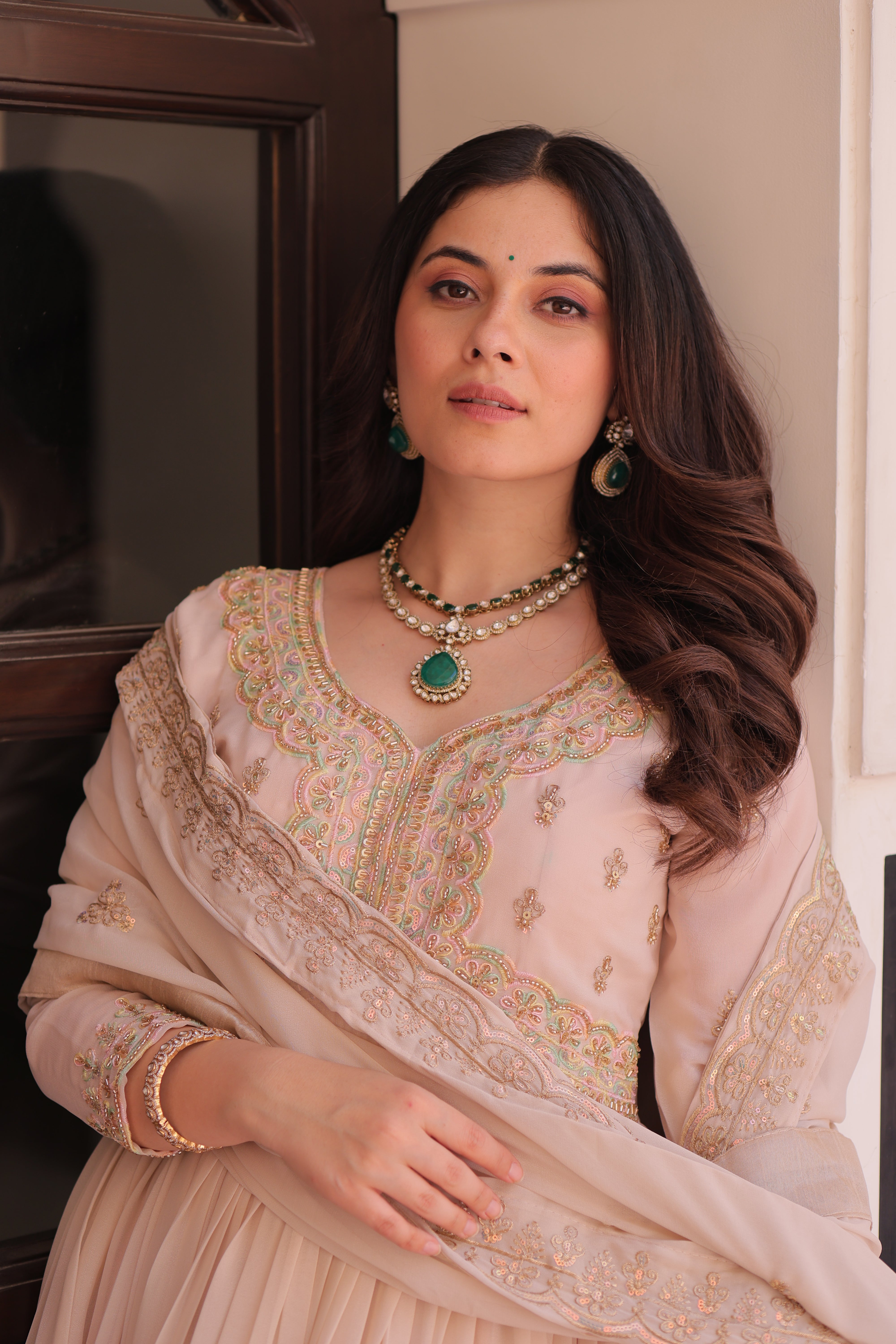 Festival Light Color Anarkali with Dupatta - Diwali Special Outfits for Women