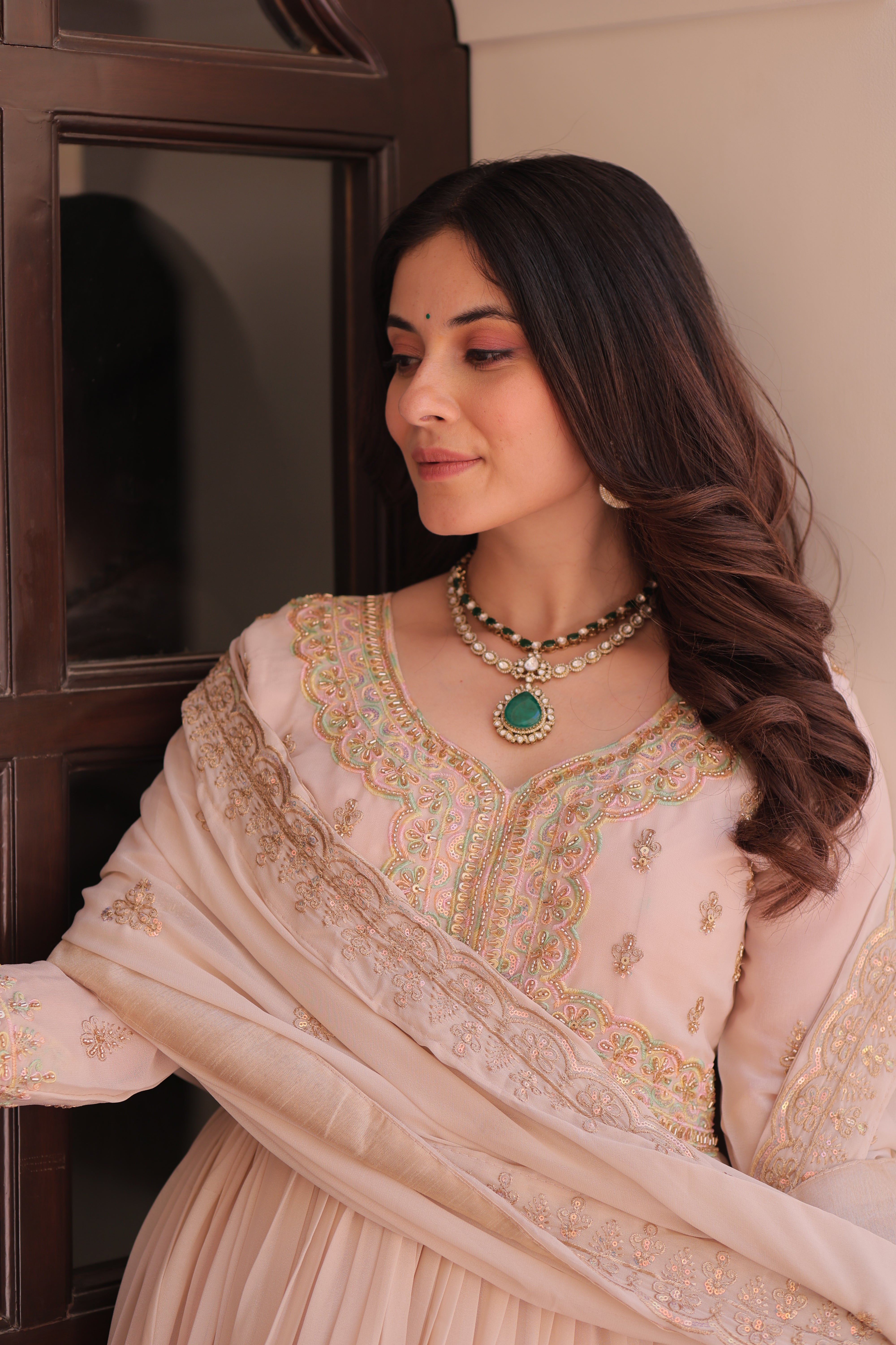 Festival Light Color Anarkali with Dupatta - Diwali Special Outfits for Women