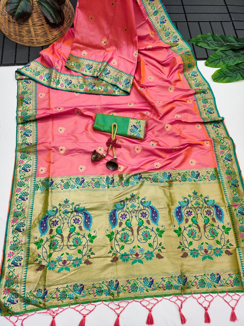 Gajri Banarasi Paithani Silk Saree with Zari Pallu | Soft Silk Saree – Nardev Fashion