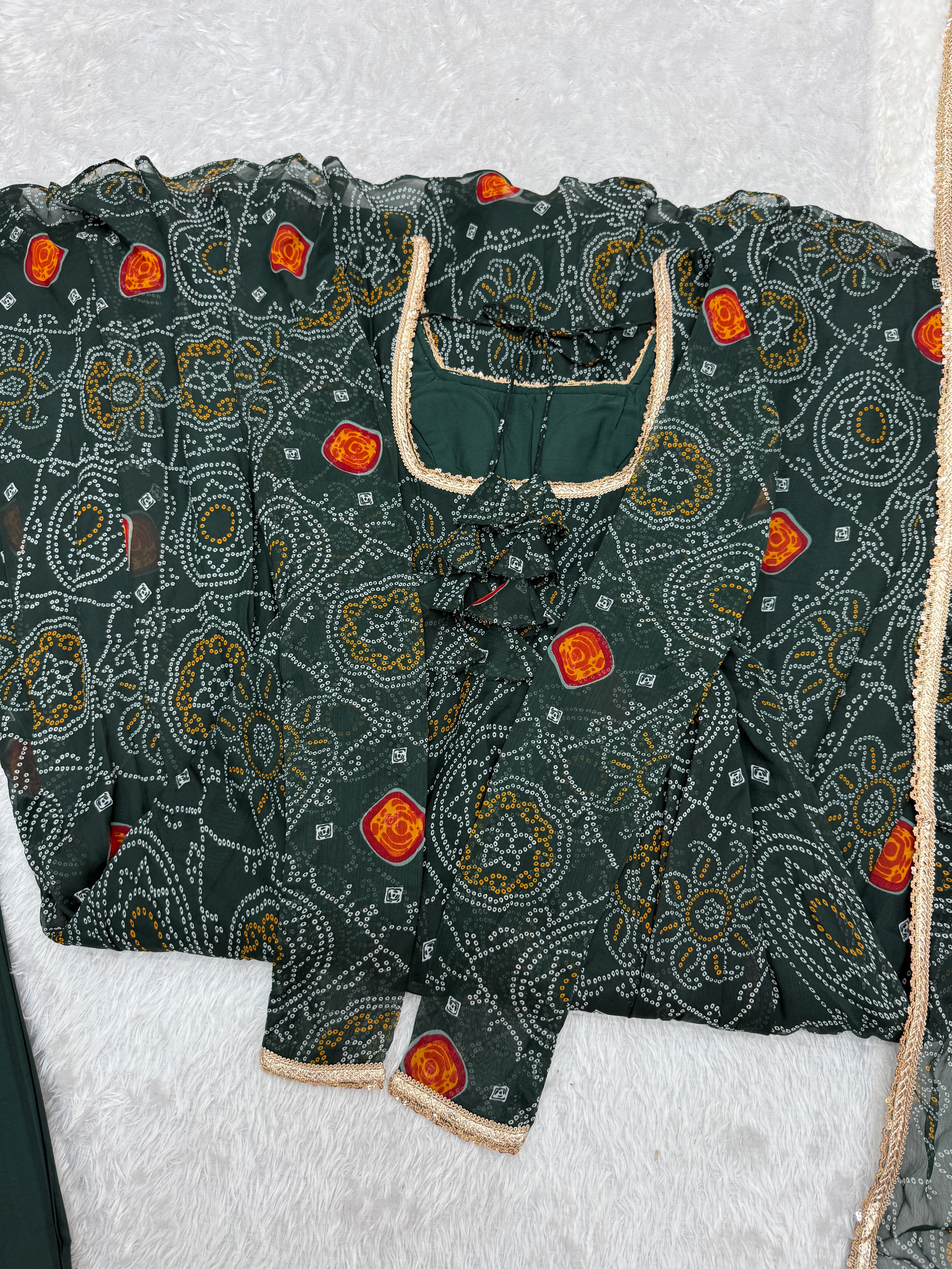 Green Color Chiffon Floral Anarkali | Nardev Fashion