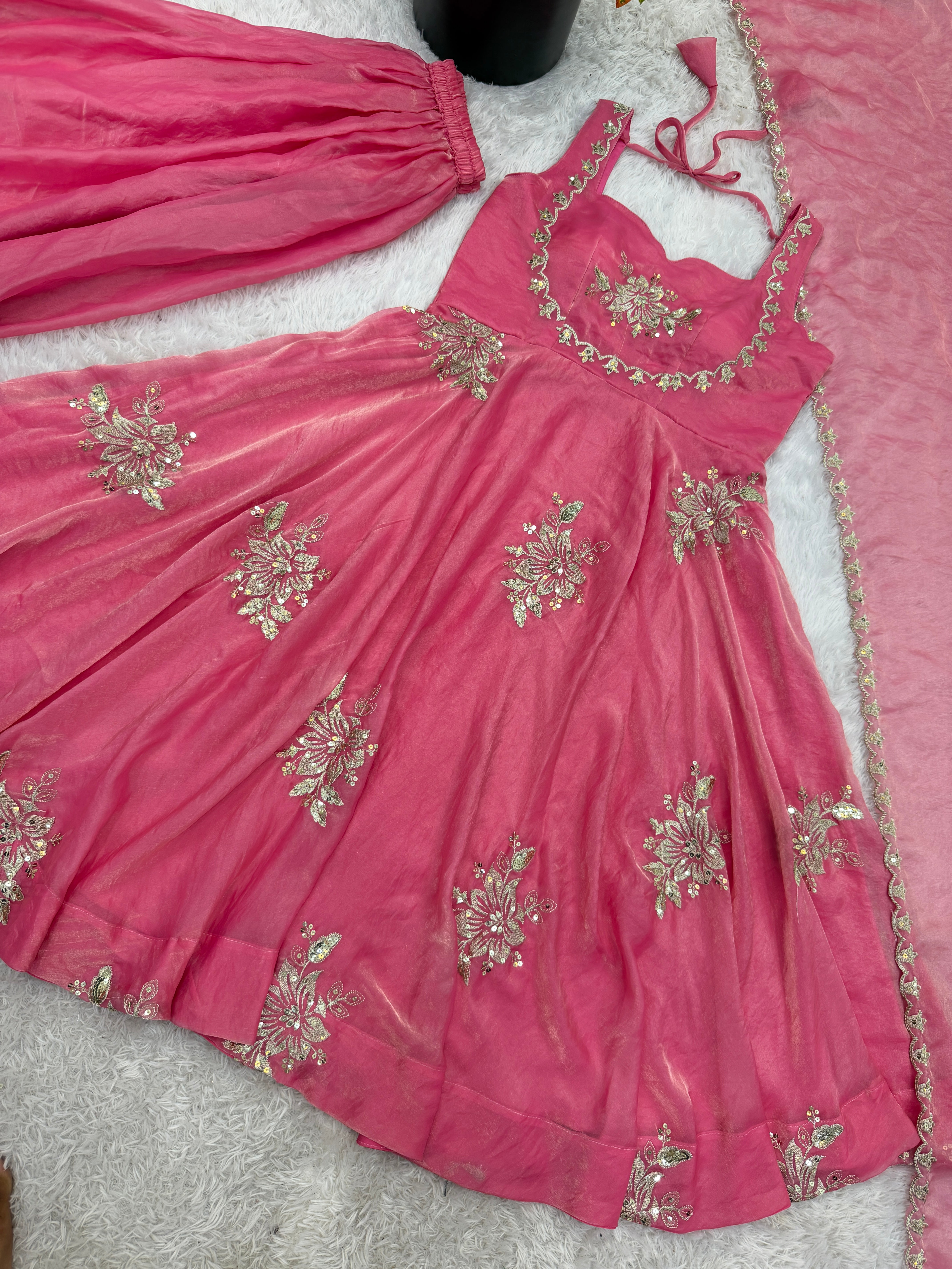 Buy Pink Color Luxury Gown Sharara Set Online USA | Ready to Wear Indian Outfit