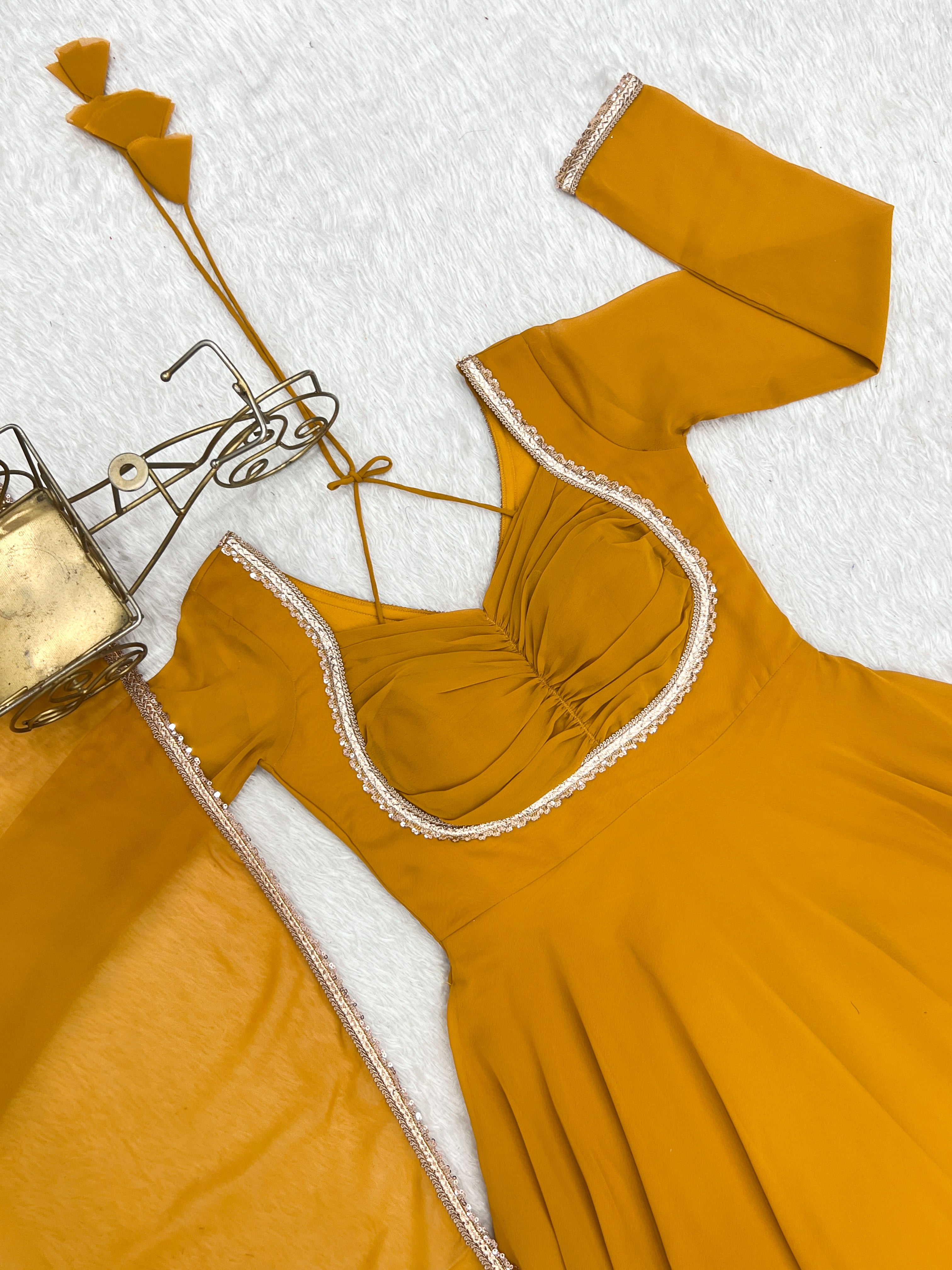 Yellow Color Partywear Anarkali Suit | Nardev Fashion