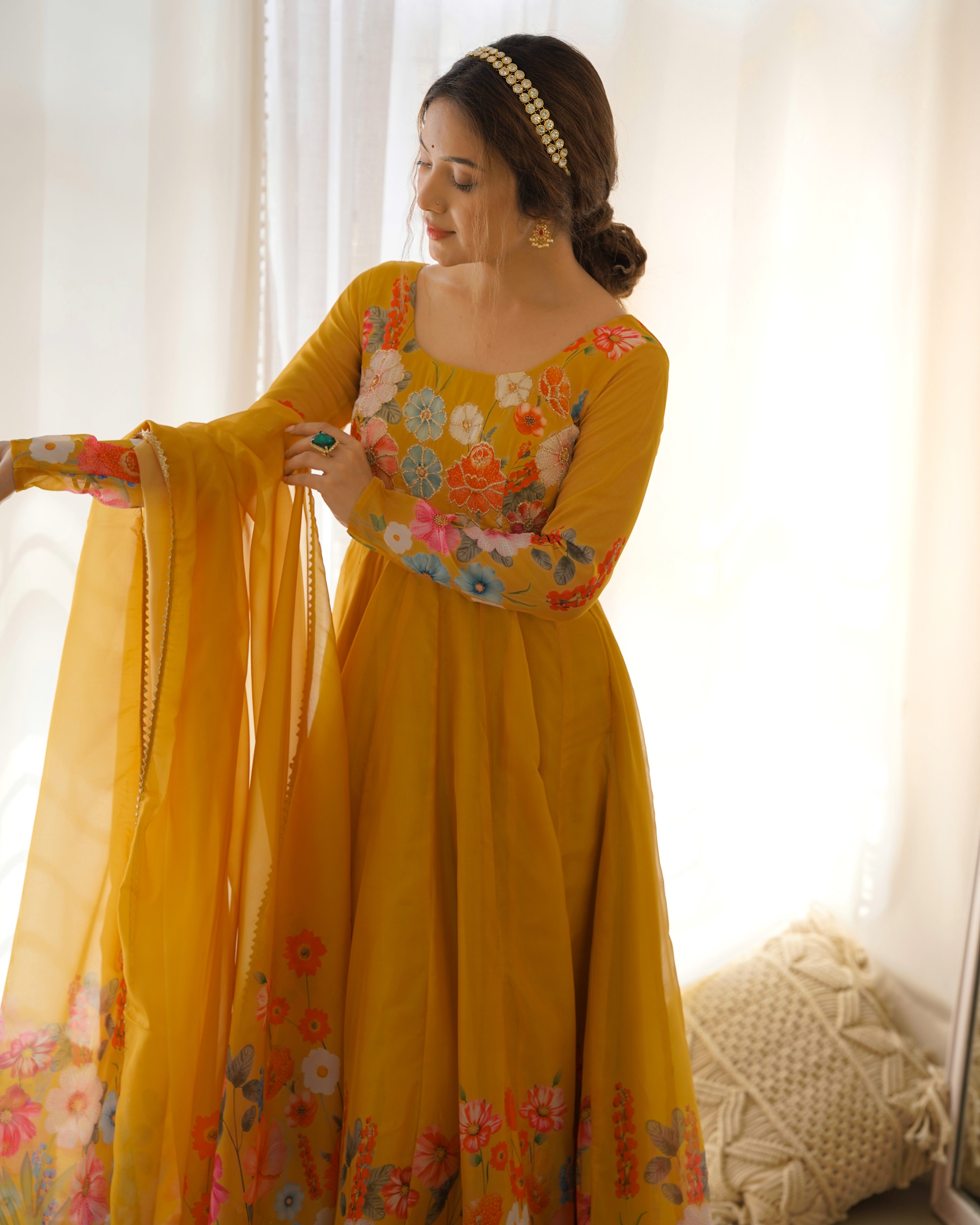 Yellow Color Festival Anarkali Gown Set - Aarti Chauhan
