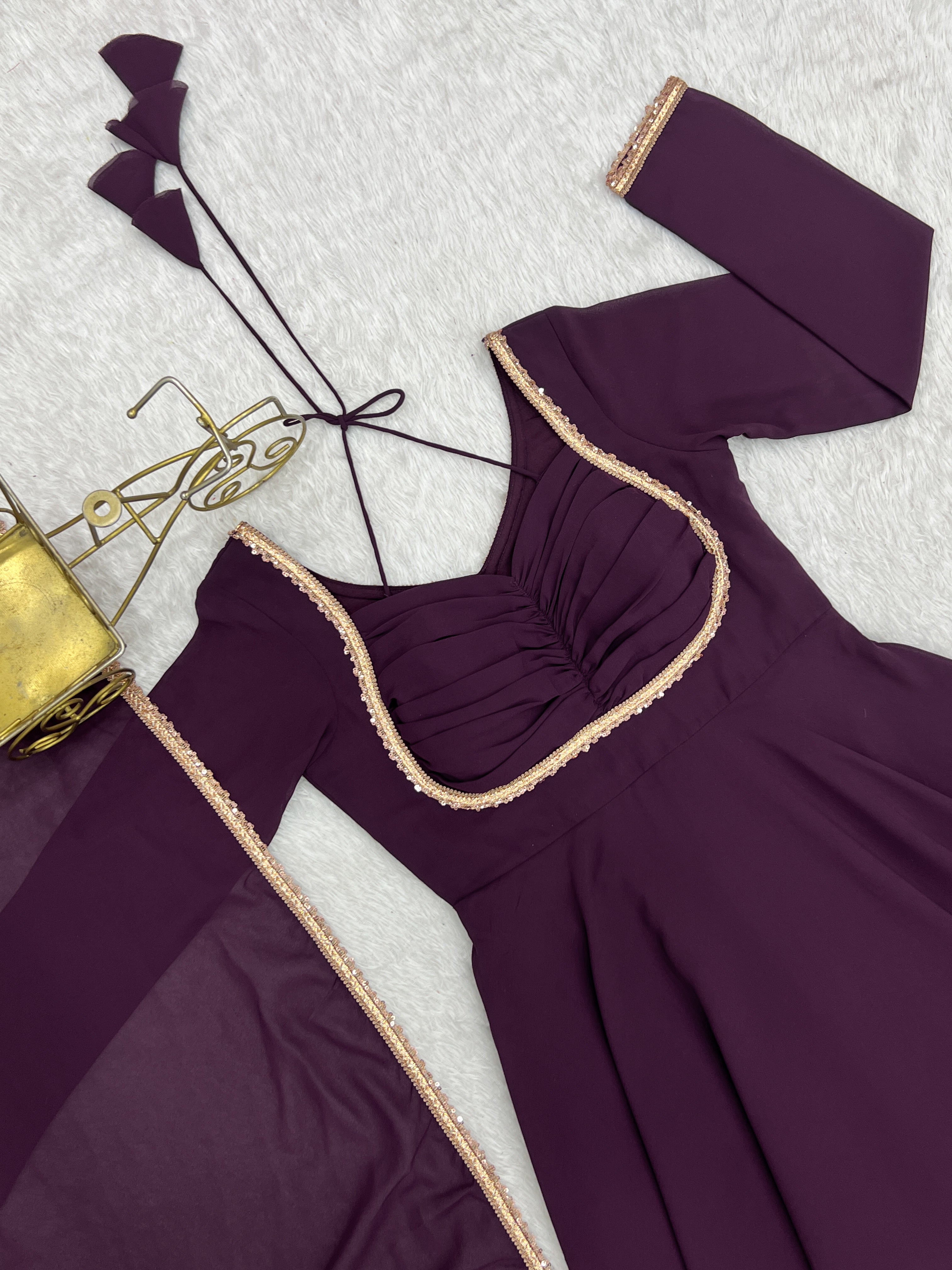 Wine Color Partywear Anarkali Suit | Nardev Fashion