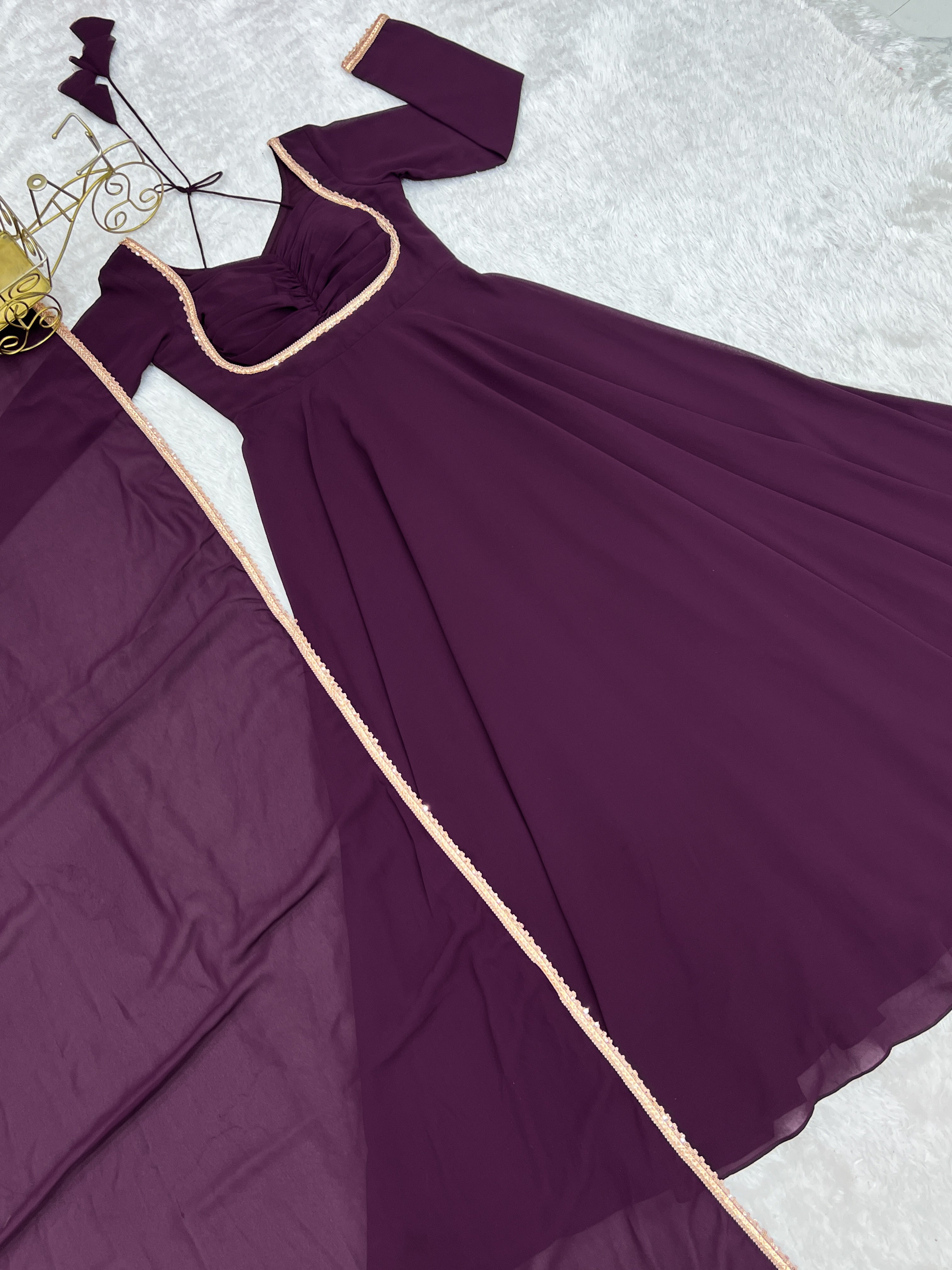 Wine Color Partywear Anarkali Suit | Nardev Fashion