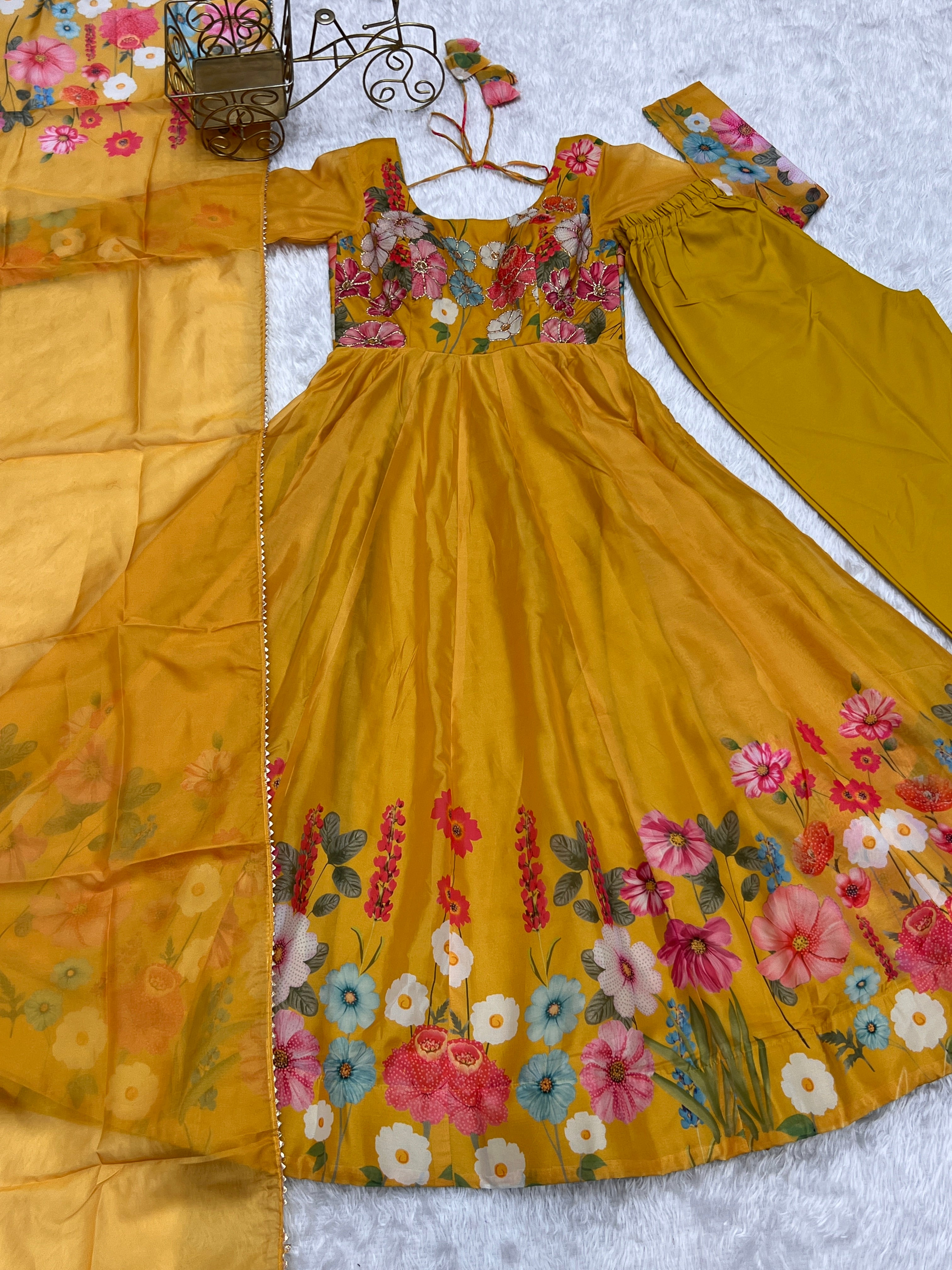 Yellow Color Festival Anarkali Gown Set - Aarti Chauhan