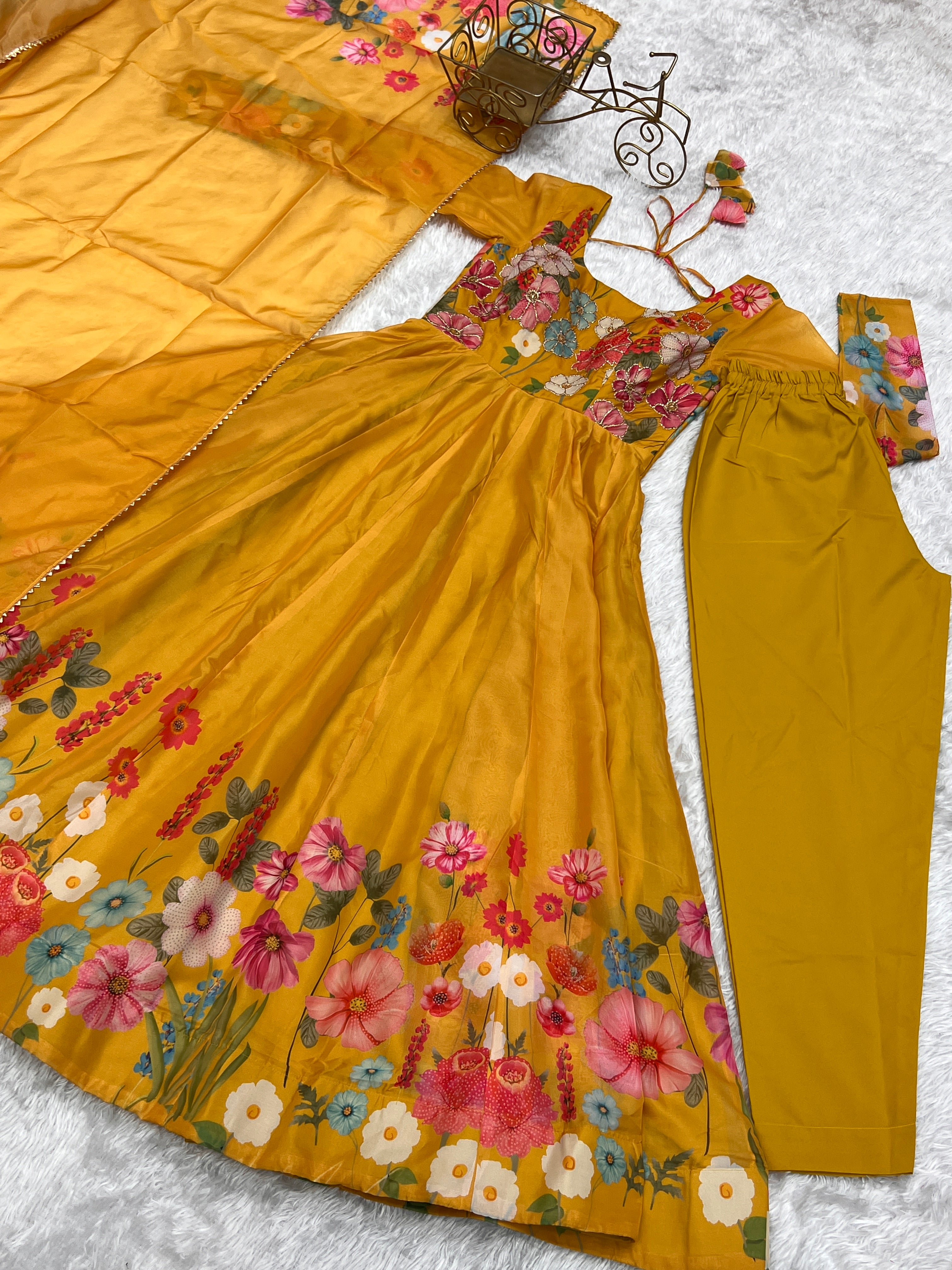 Yellow Color Festival Anarkali Gown Set - Aarti Chauhan