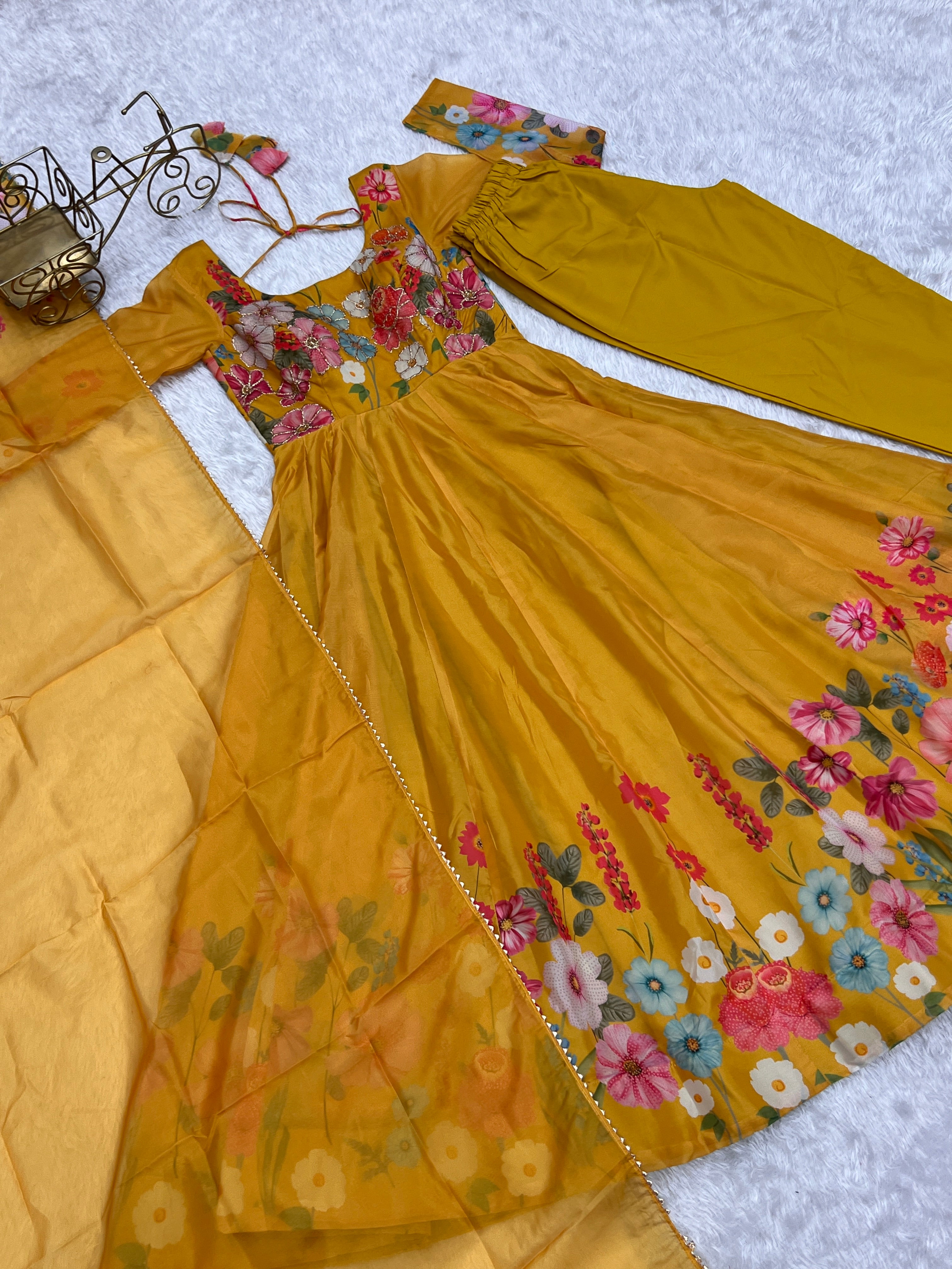 Yellow Color Festival Anarkali Gown Set - Aarti Chauhan