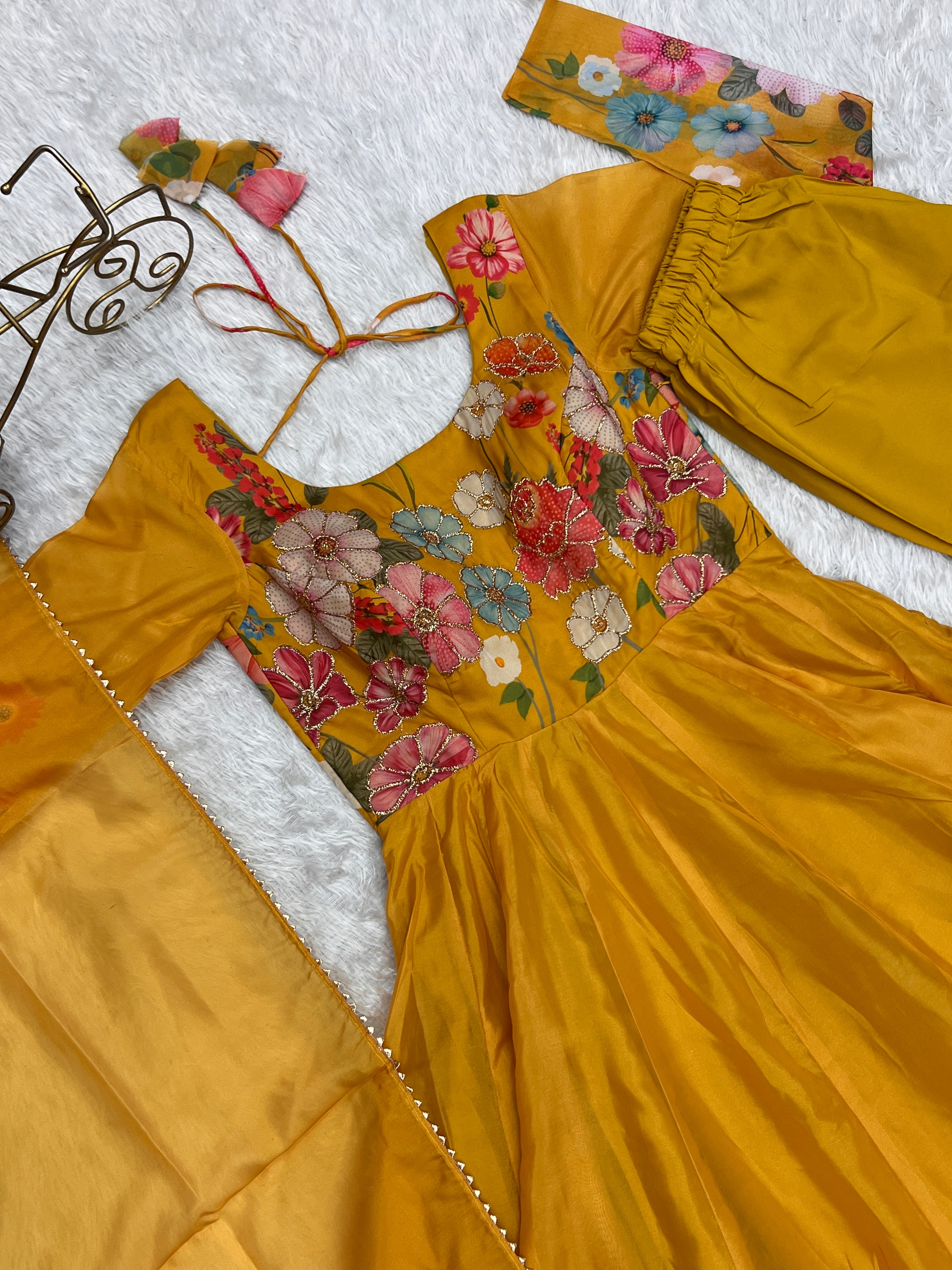Yellow Color Festival Anarkali Gown Set - Aarti Chauhan