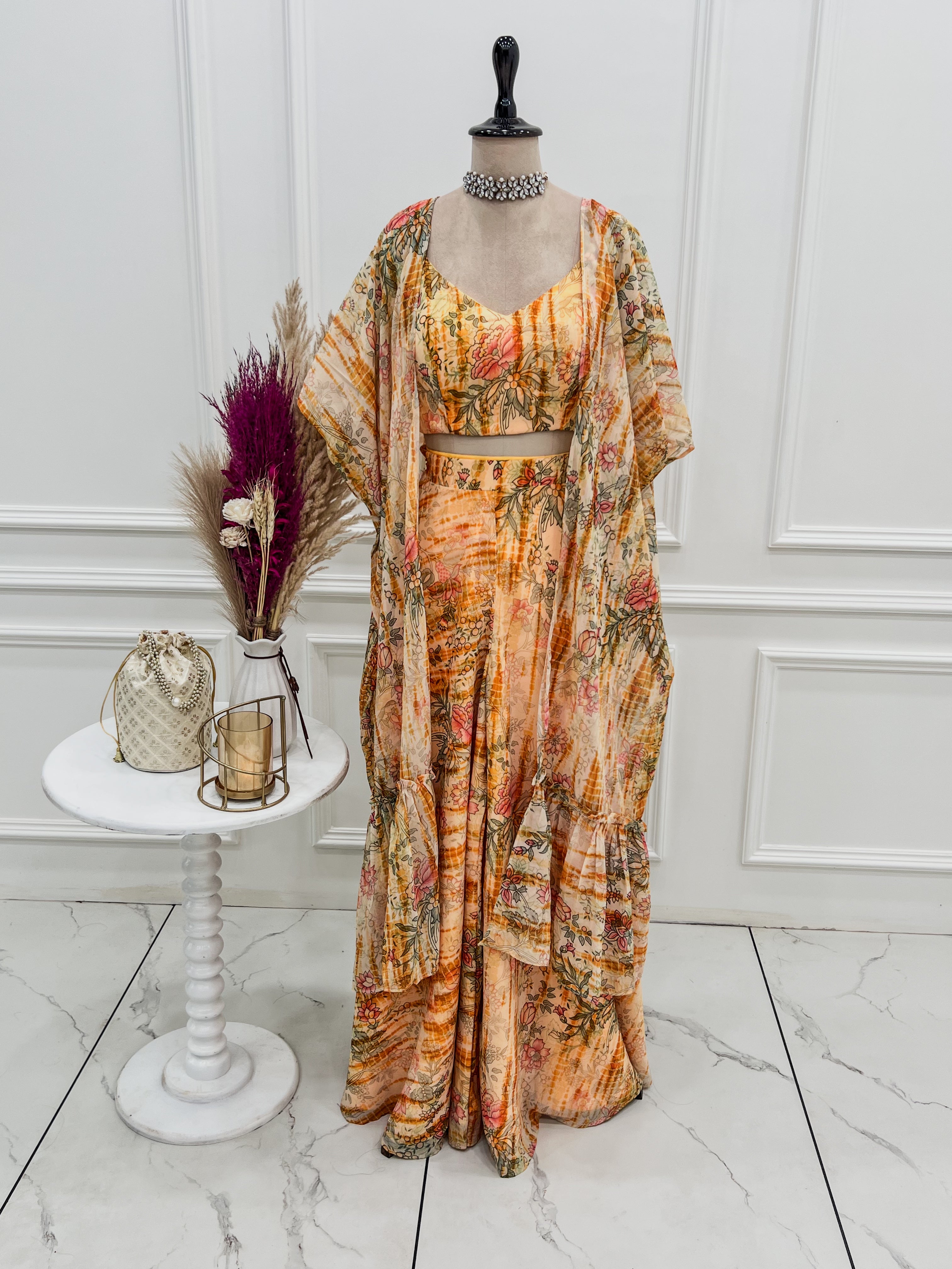 Indo-Western Shrug Palazzo Set for Weddings | Ready to Wear | Nardev Fashion