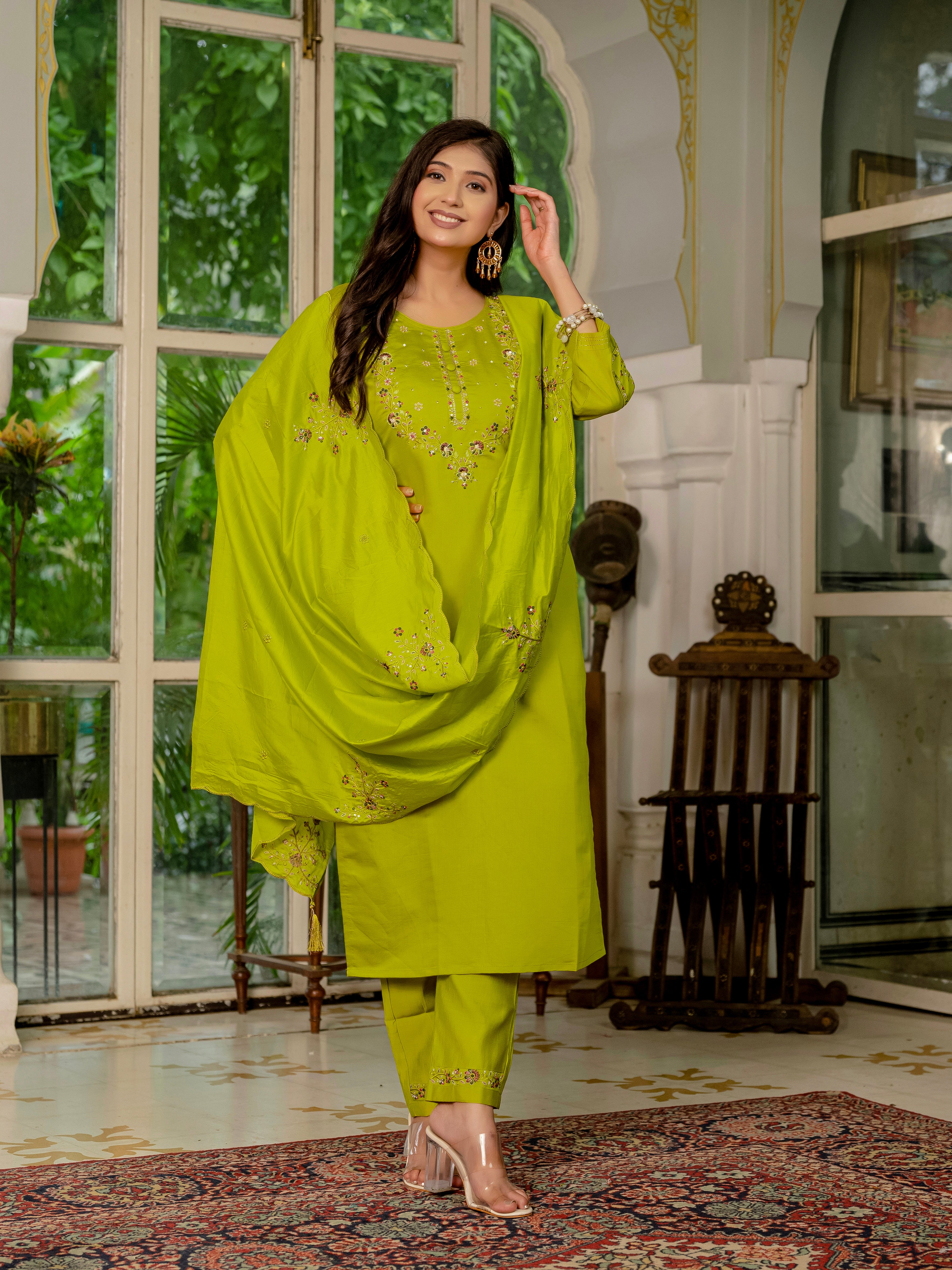 Jaipuri Parrot Straight Kurti Set | Nardev Fashion