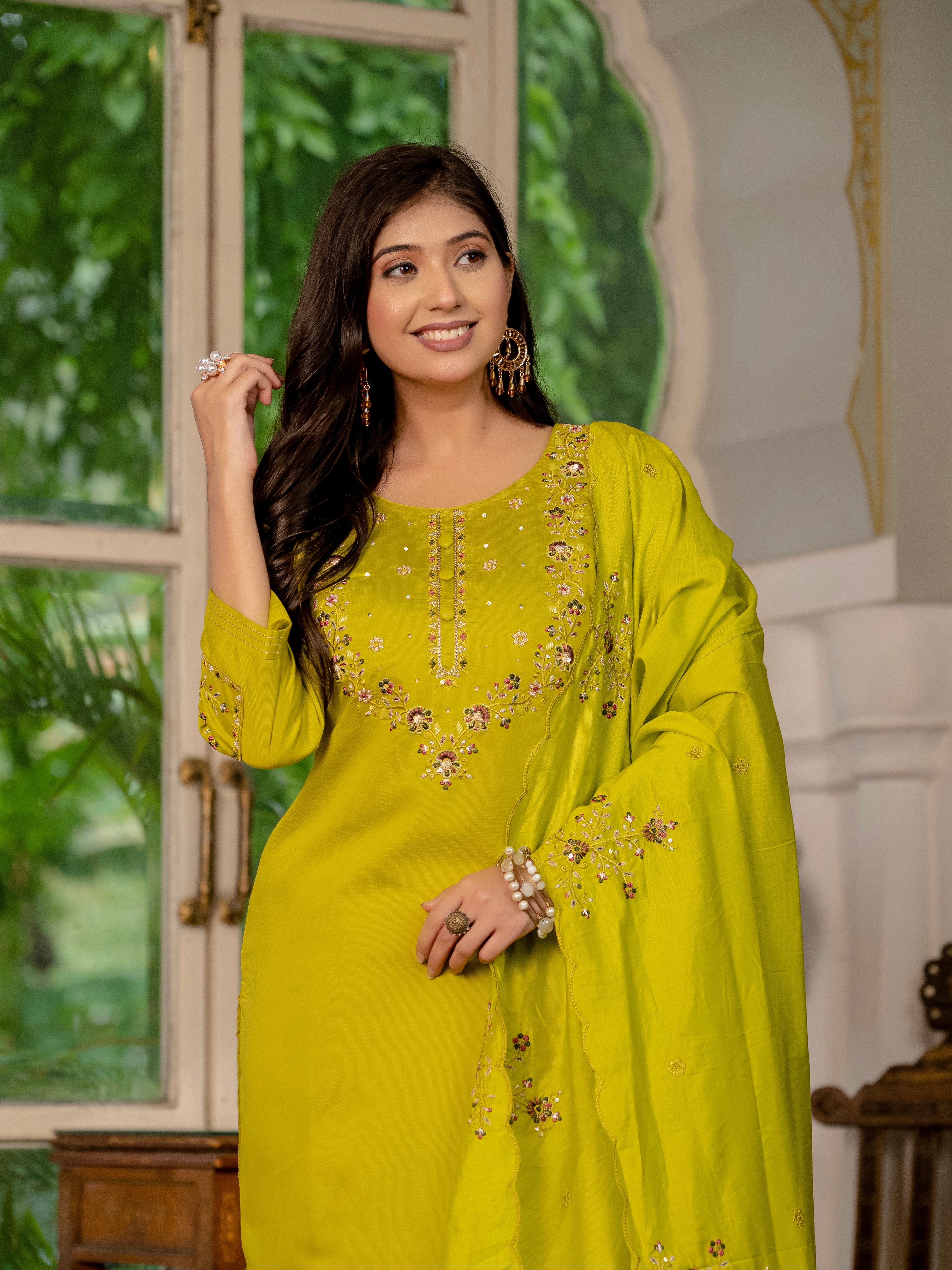 Jaipuri Yellow Straight Kurti Set | Nardev Fashion