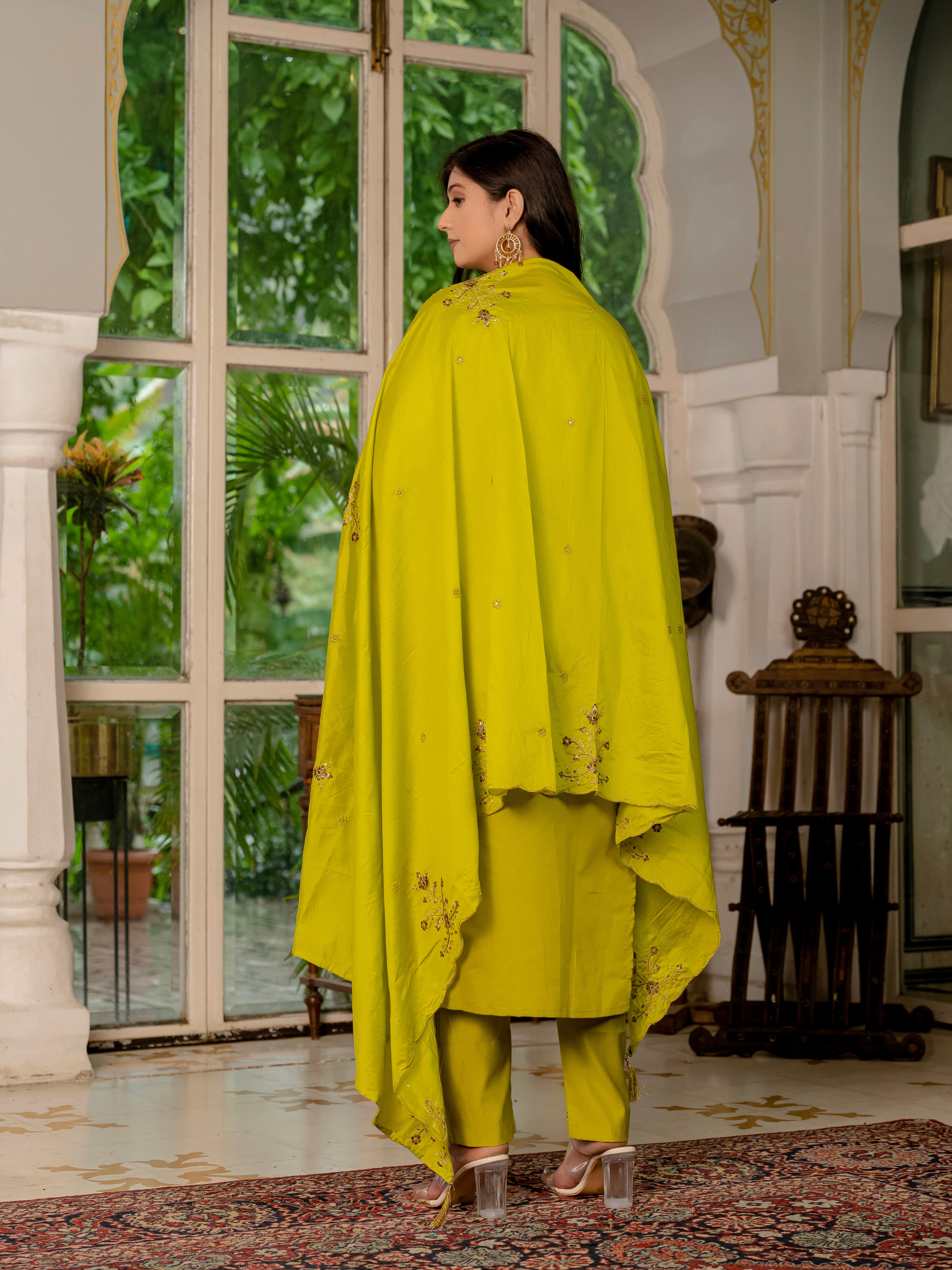 Jaipuri Yellow Straight Kurti Set | Nardev Fashion