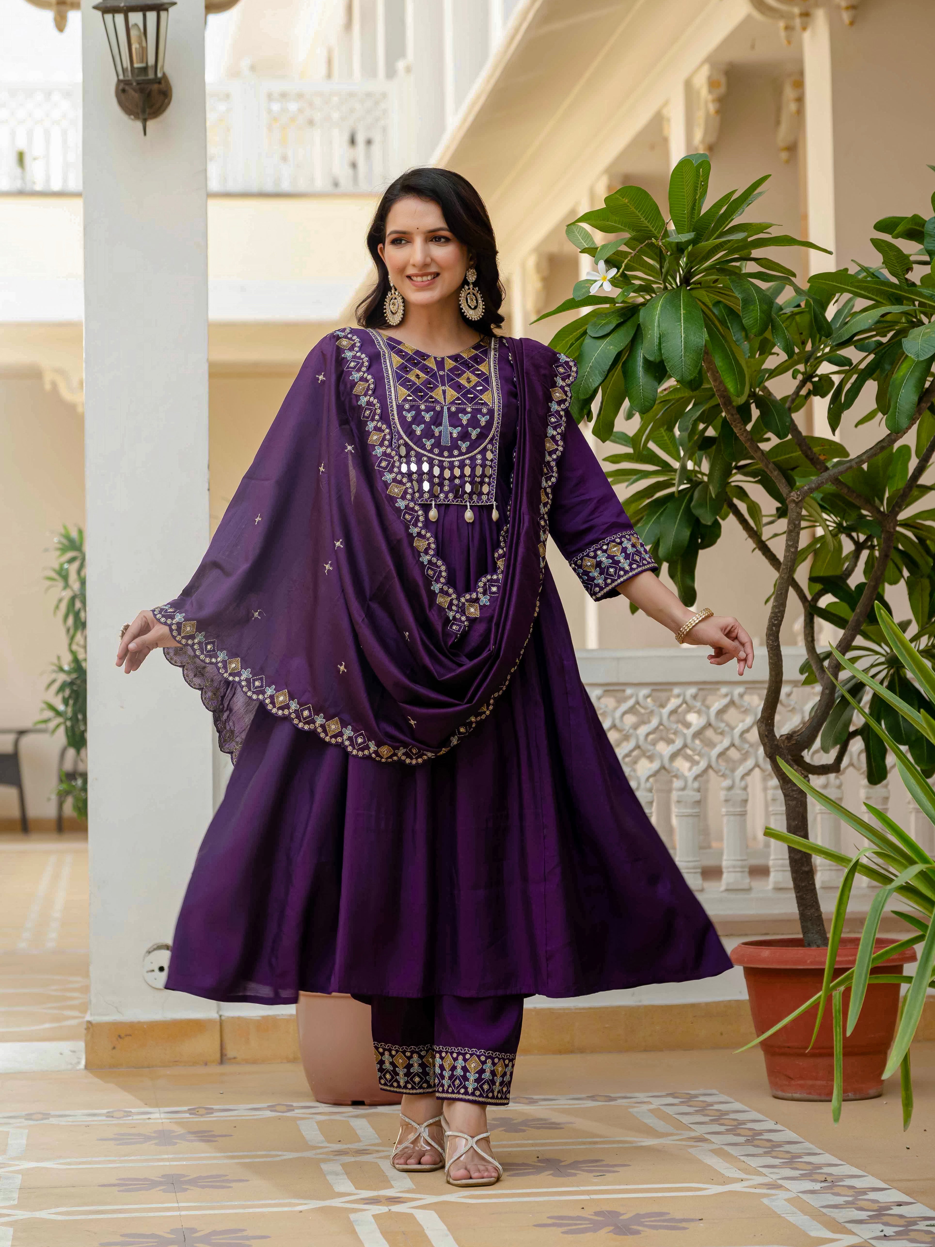 Jaypur Patywear Purple Anarkali Kurti Set | Nardev Fashion
