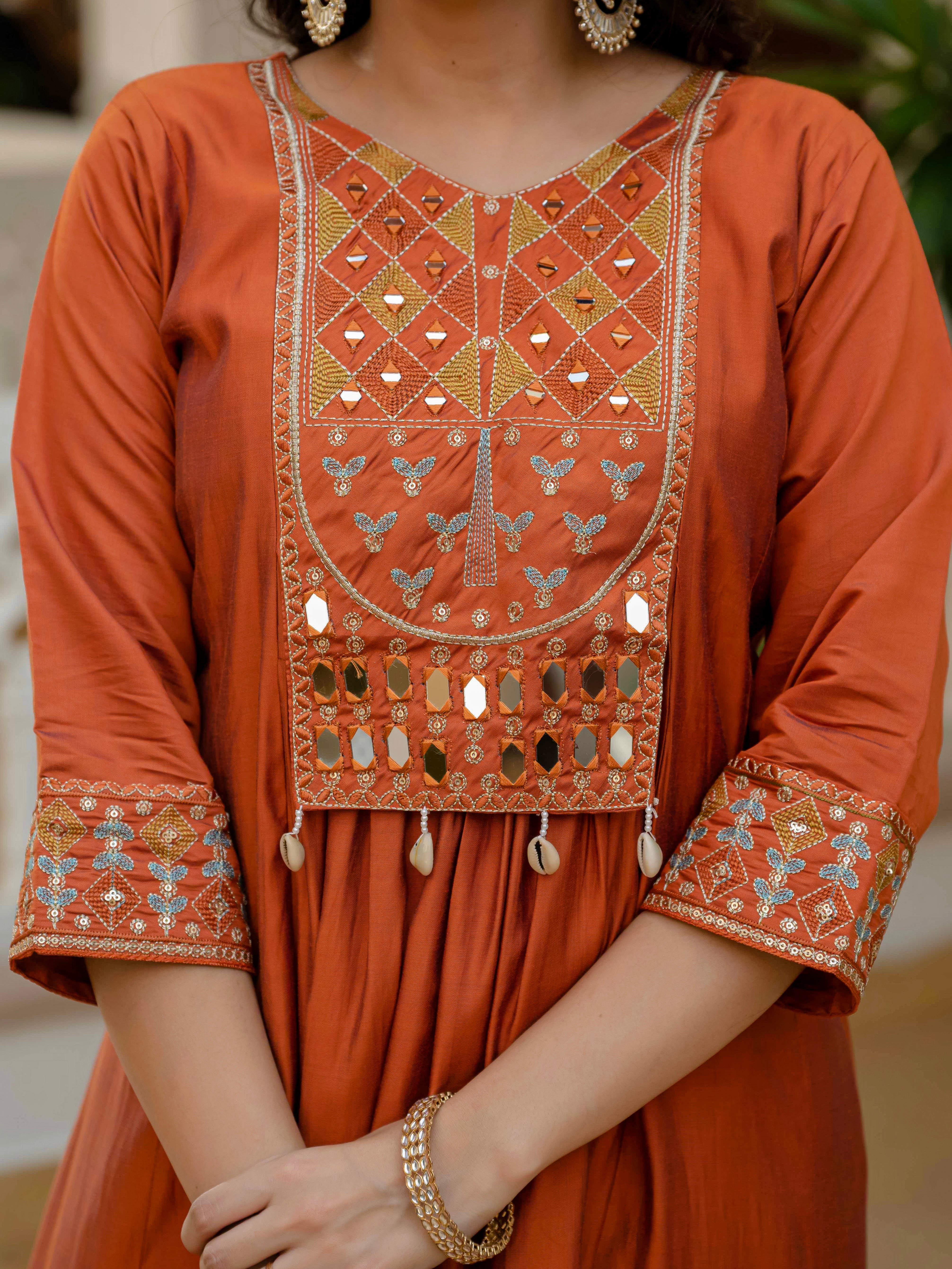 Jaypur Patywear Rust Orange Anarkali Kurti Set | Nardev Fashion