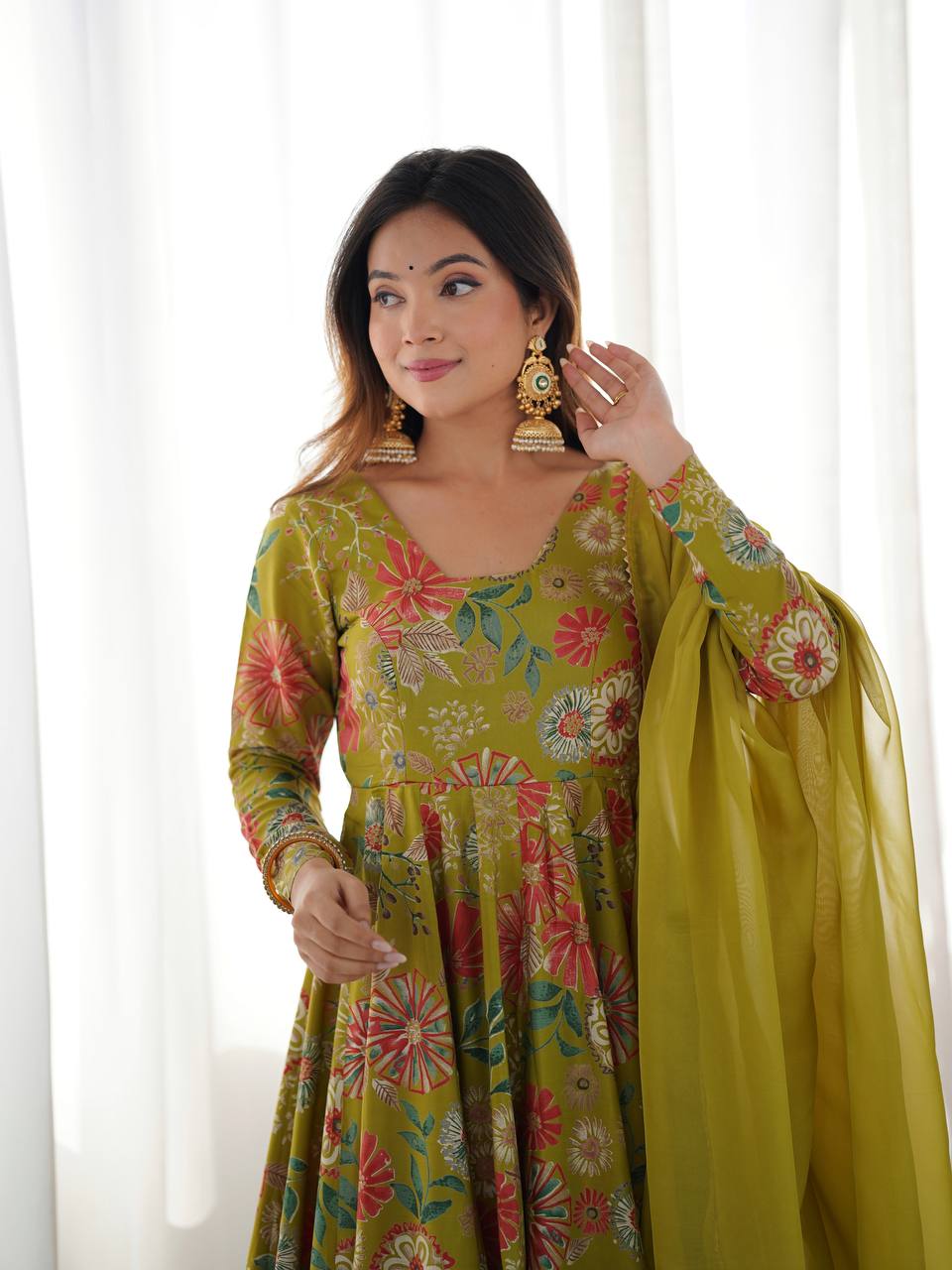 Kediya Style Mehendi Partywear Dress