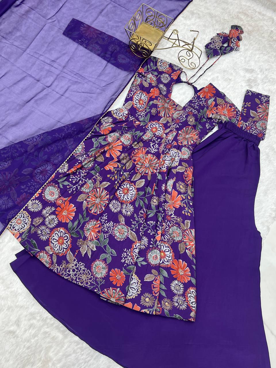 Kediya Style Purple Partywear Dress