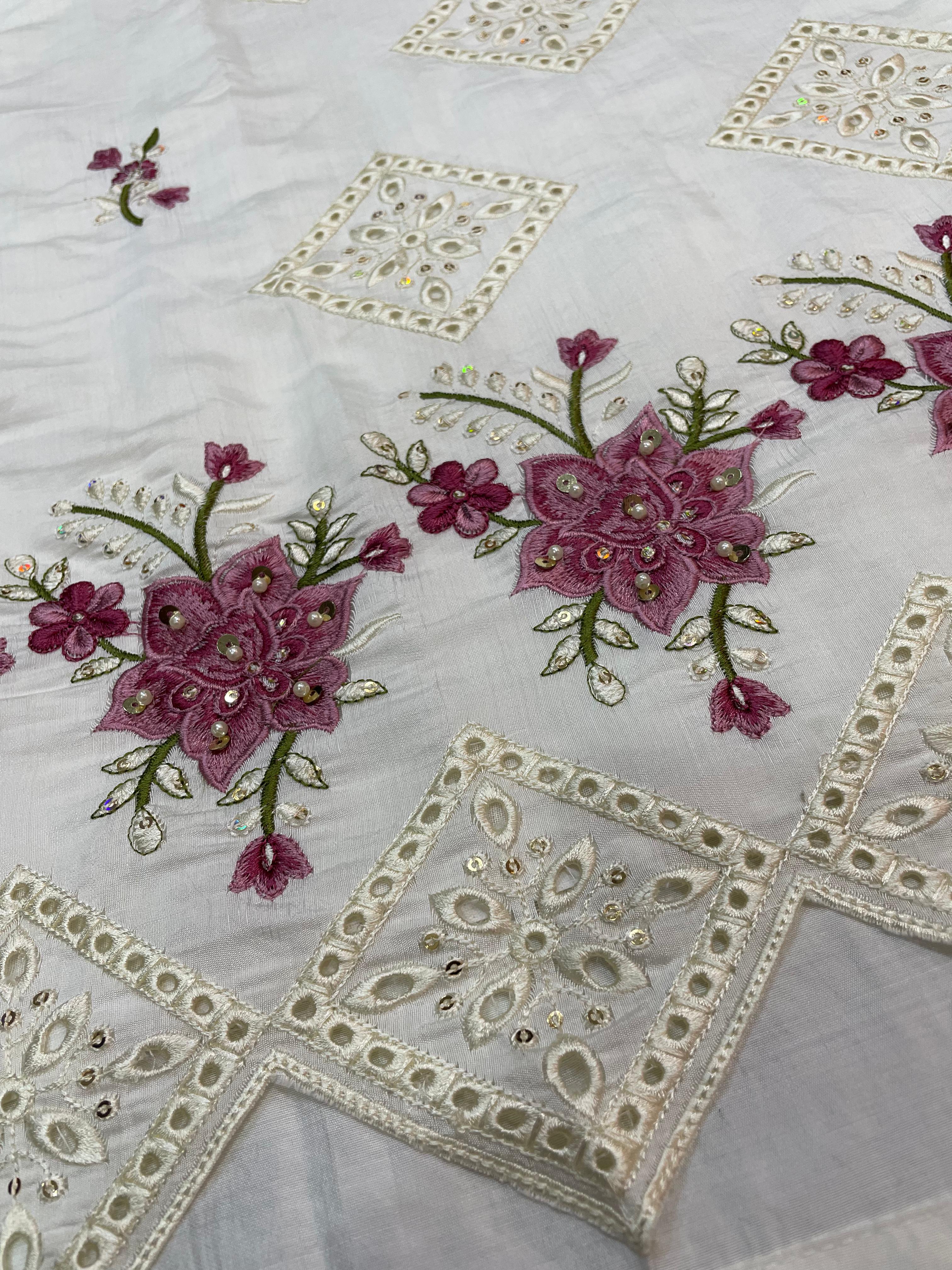 Kiara White Roman Kurti Set | Nardev Fashion