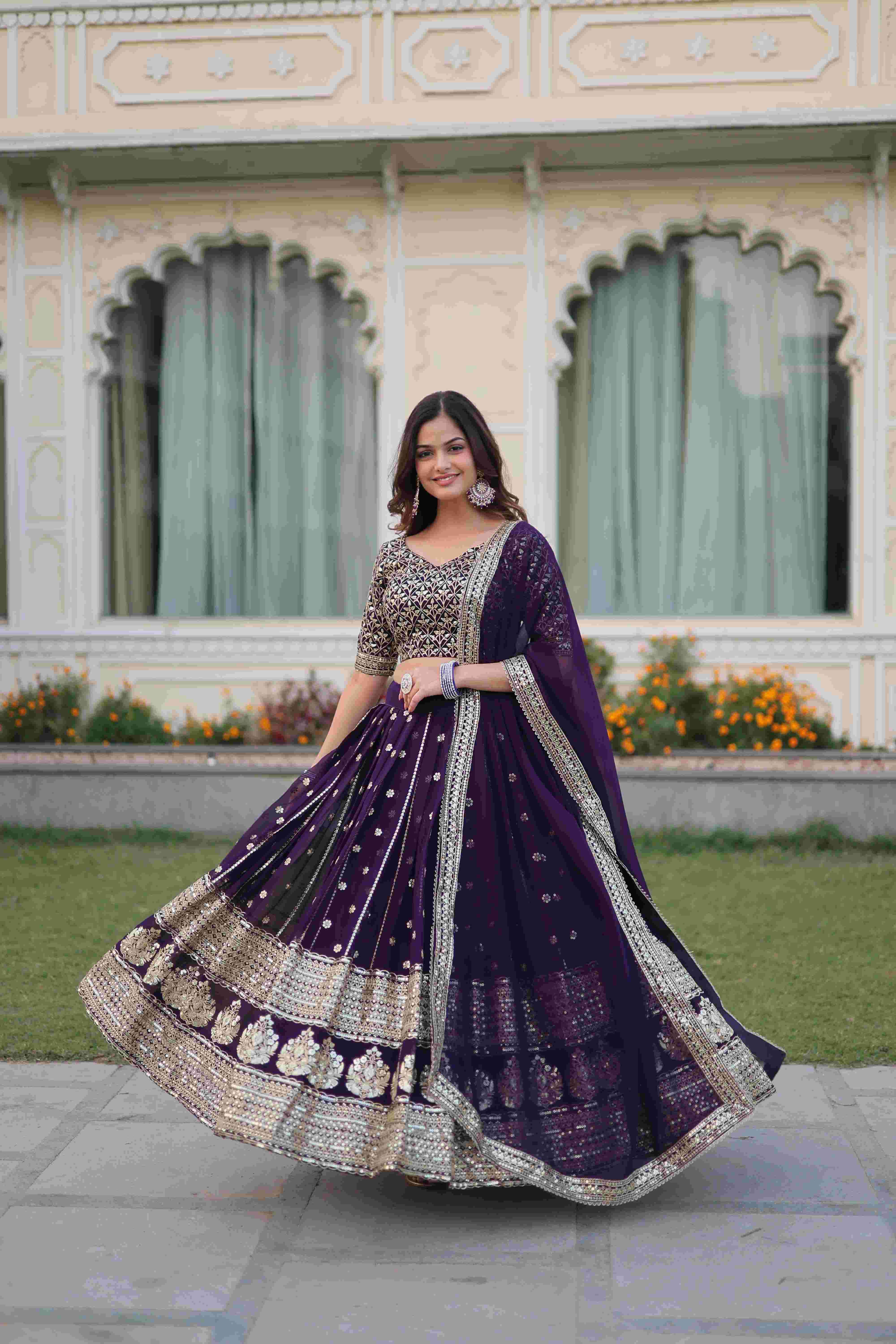 Purple Color Lehenga Choli Dupatta | Wedding Special