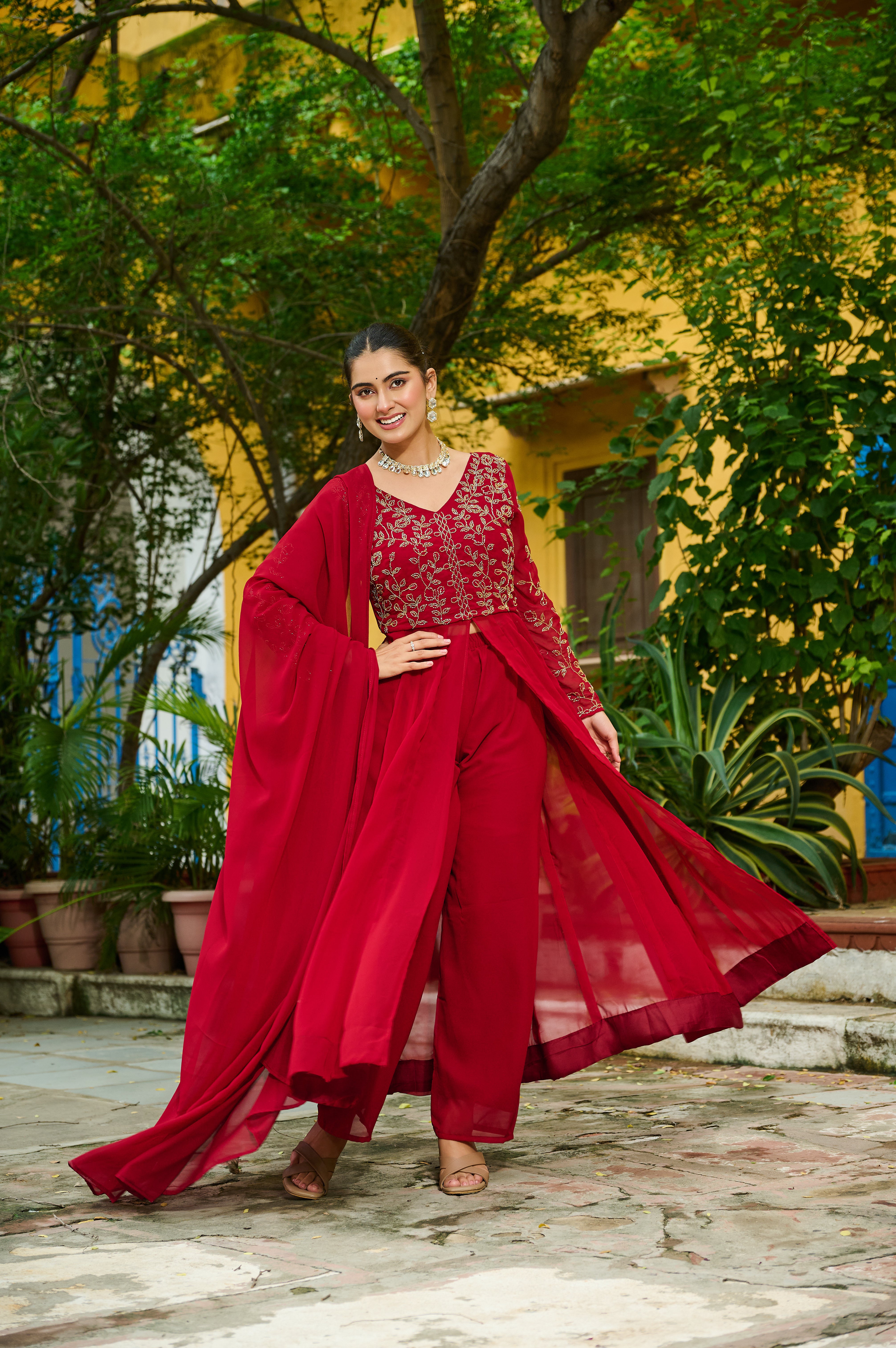 Maroon Color Designer Dress for Weddings | Nardev Fashion | Size : M L XL XXL | Ready to Wear Pose 2