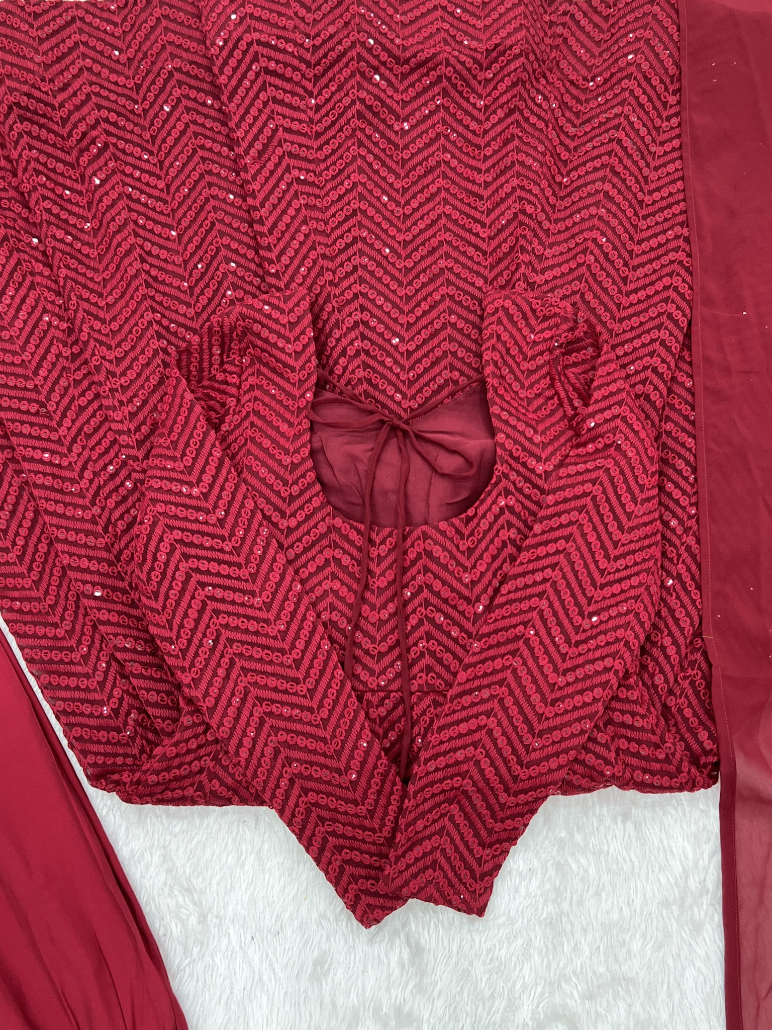 Nardev Fashion Maroon Color Lucknowi Anarkali Gown Set - Aarti Chauhan