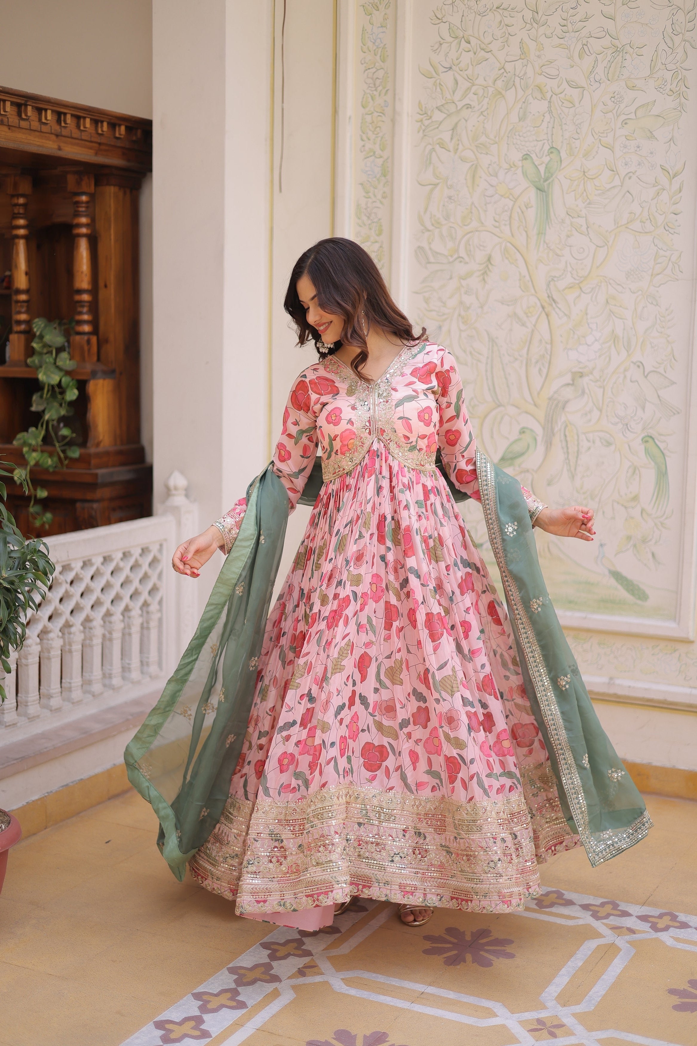 Partywear Alia Cut Gown with Dupatta | Nardev Fashion