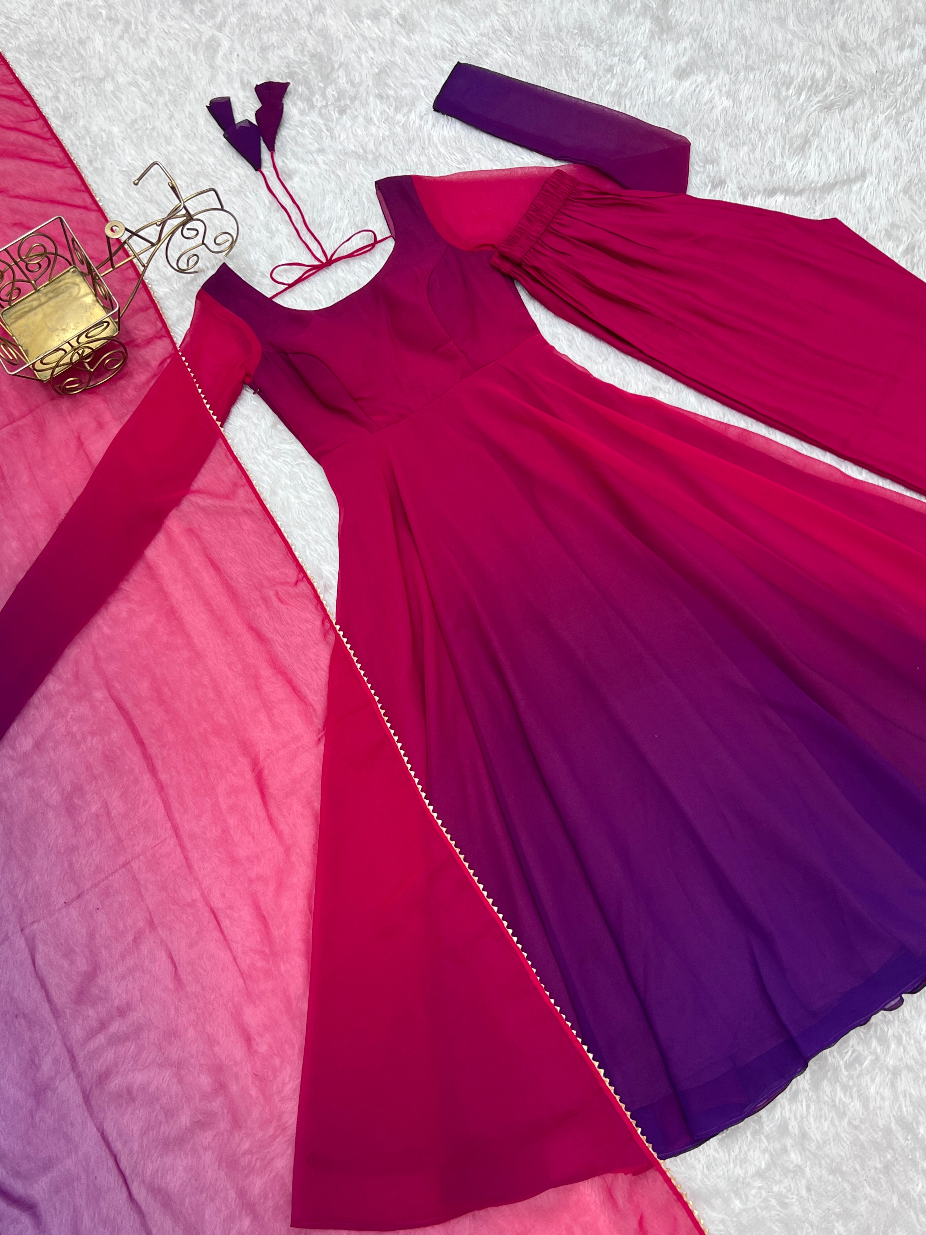 Partywear Pure Soft Fox Georgette Anarkali Gown