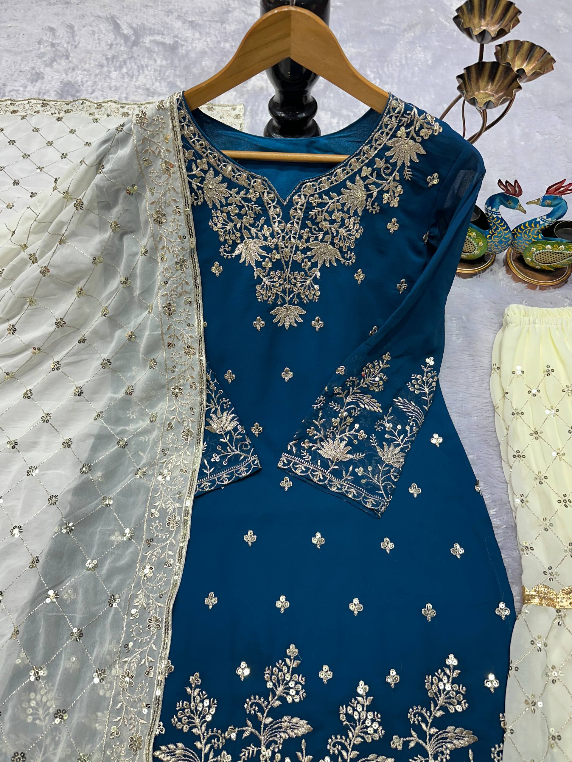 Partywear Top Plazzo Dupatta Set | Nardev Fashion
