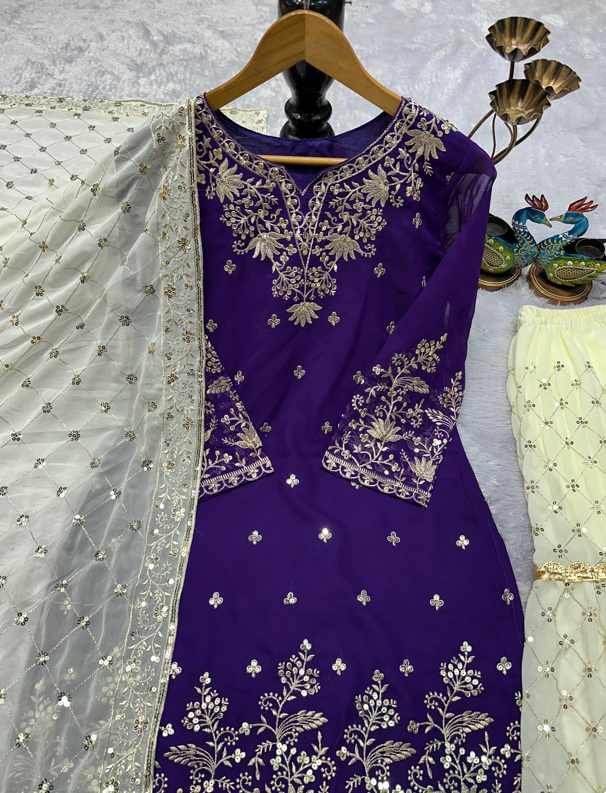 Partywear Top Plazzo Dupatta Set | Nardev Fashion